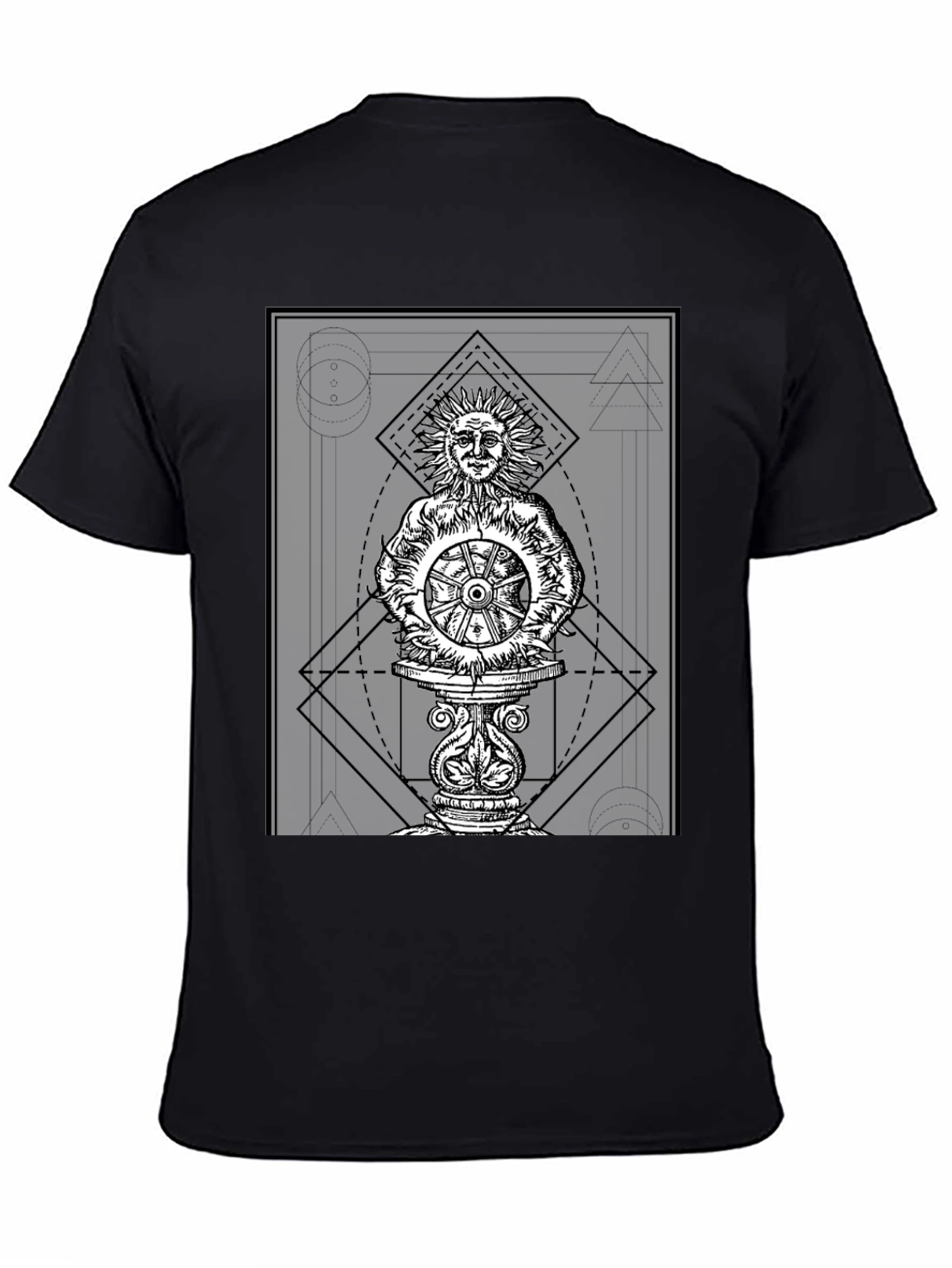 Sun Wheel Graphic Tee - Black Cotton