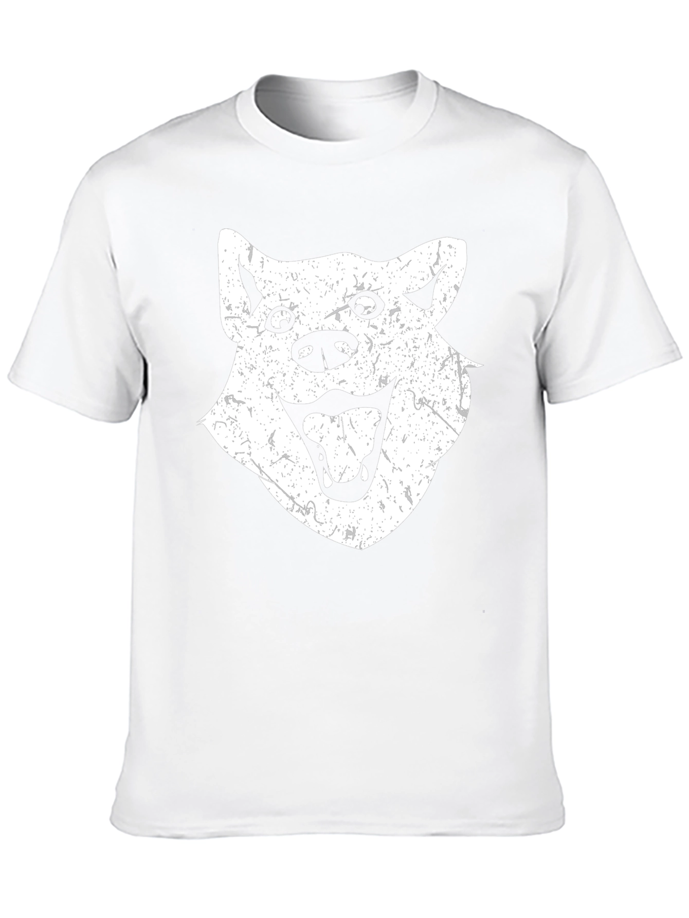 Funny Distressed Dog Face Graphic Black T-Shirt
