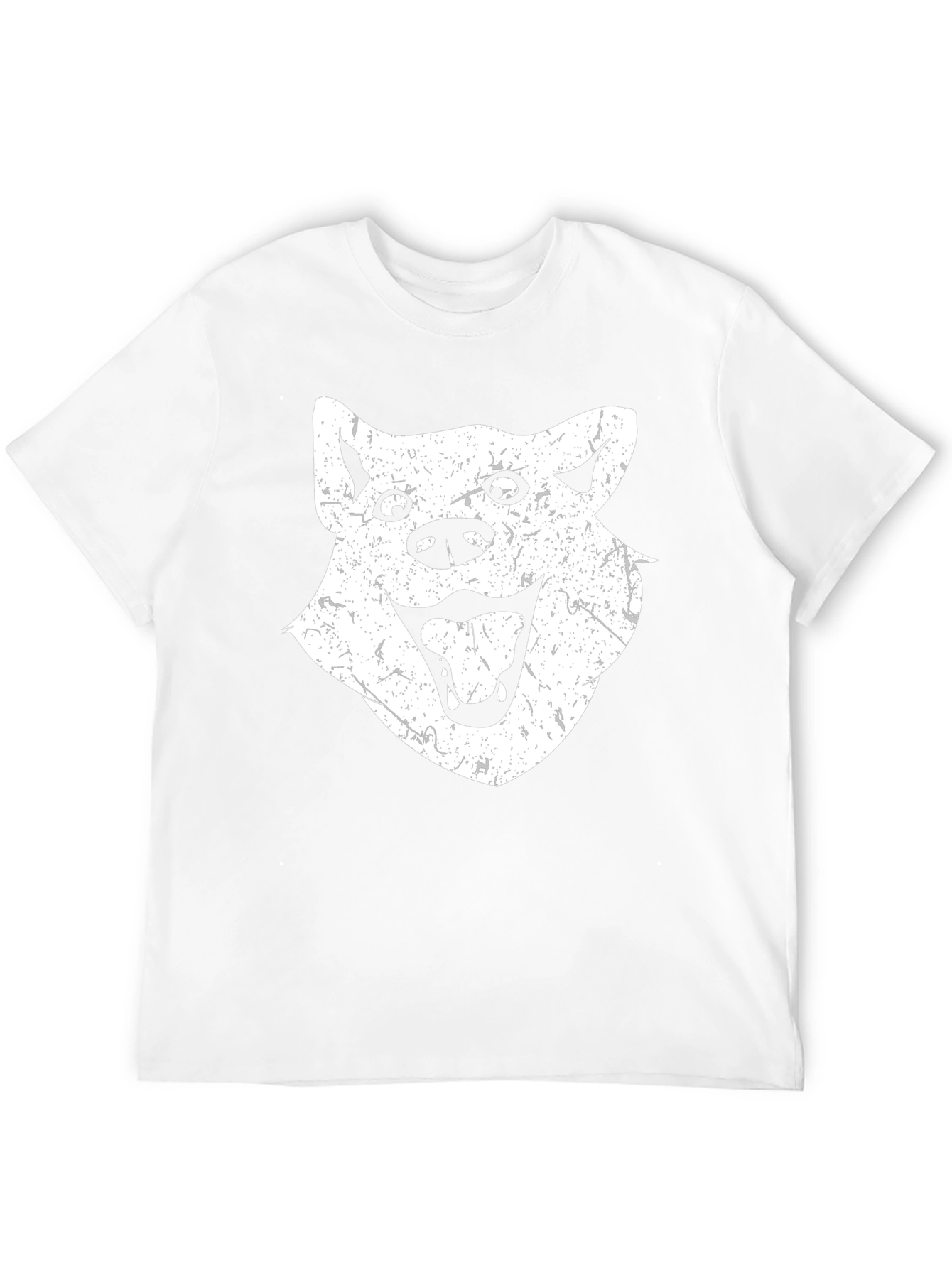 Funny Distressed Dog Face Graphic Black T-Shirt
