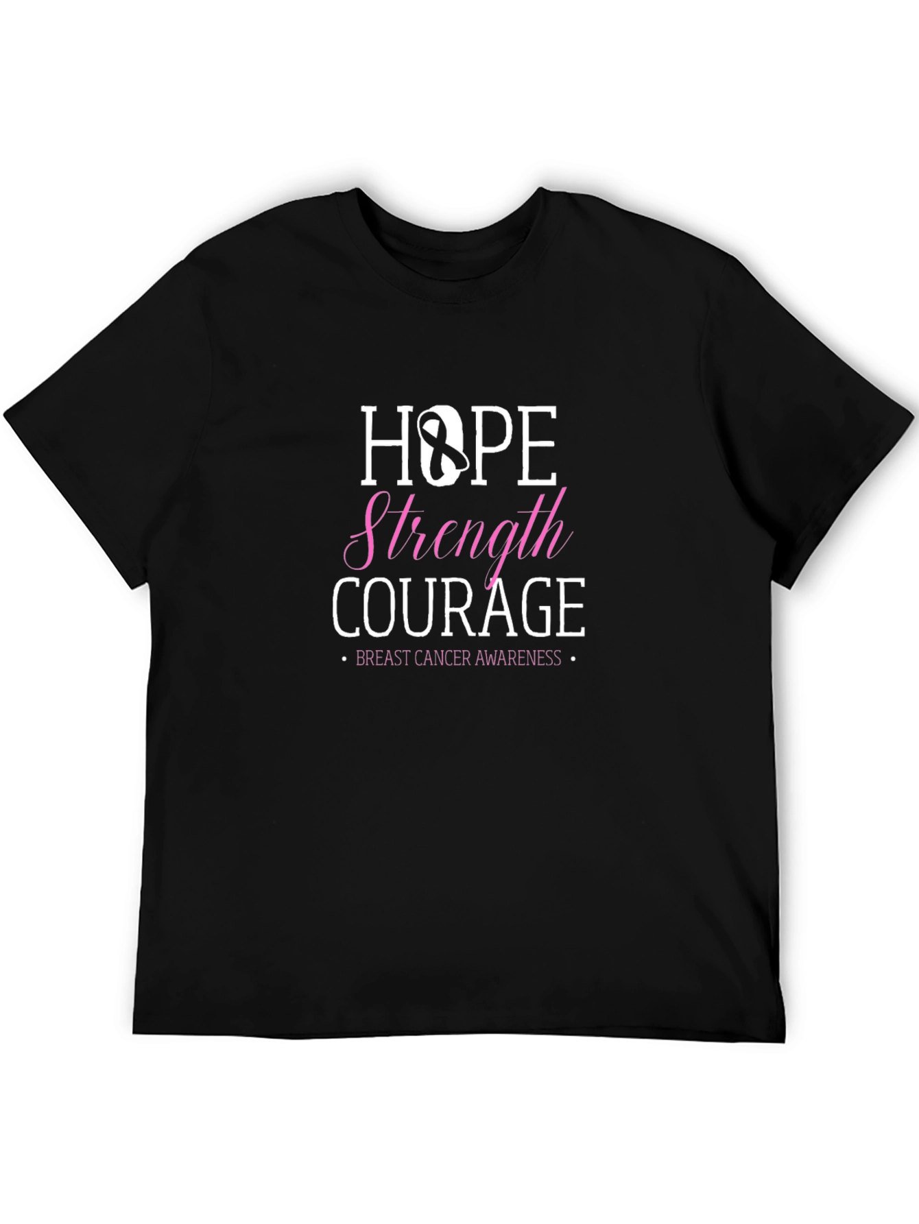 Hope Strength Courage Breast Cancer Awareness T-Shirt