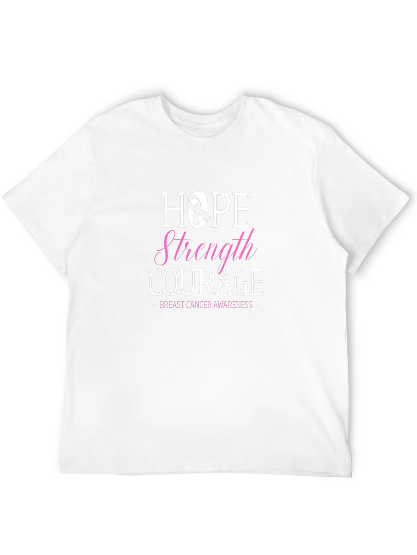 Hope Strength Courage Breast Cancer Awareness T-Shirt