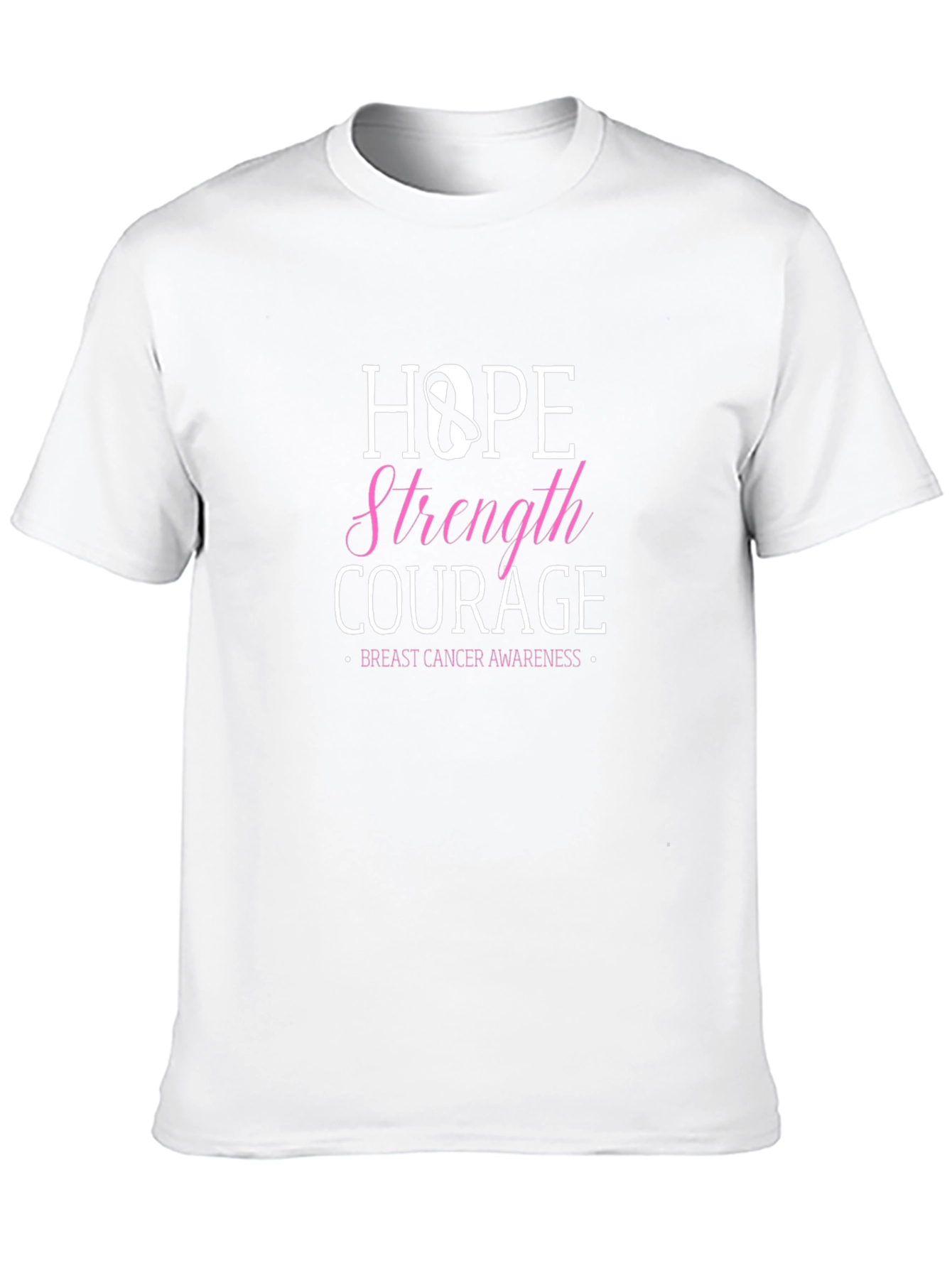 Hope Strength Courage Breast Cancer Awareness T-Shirt
