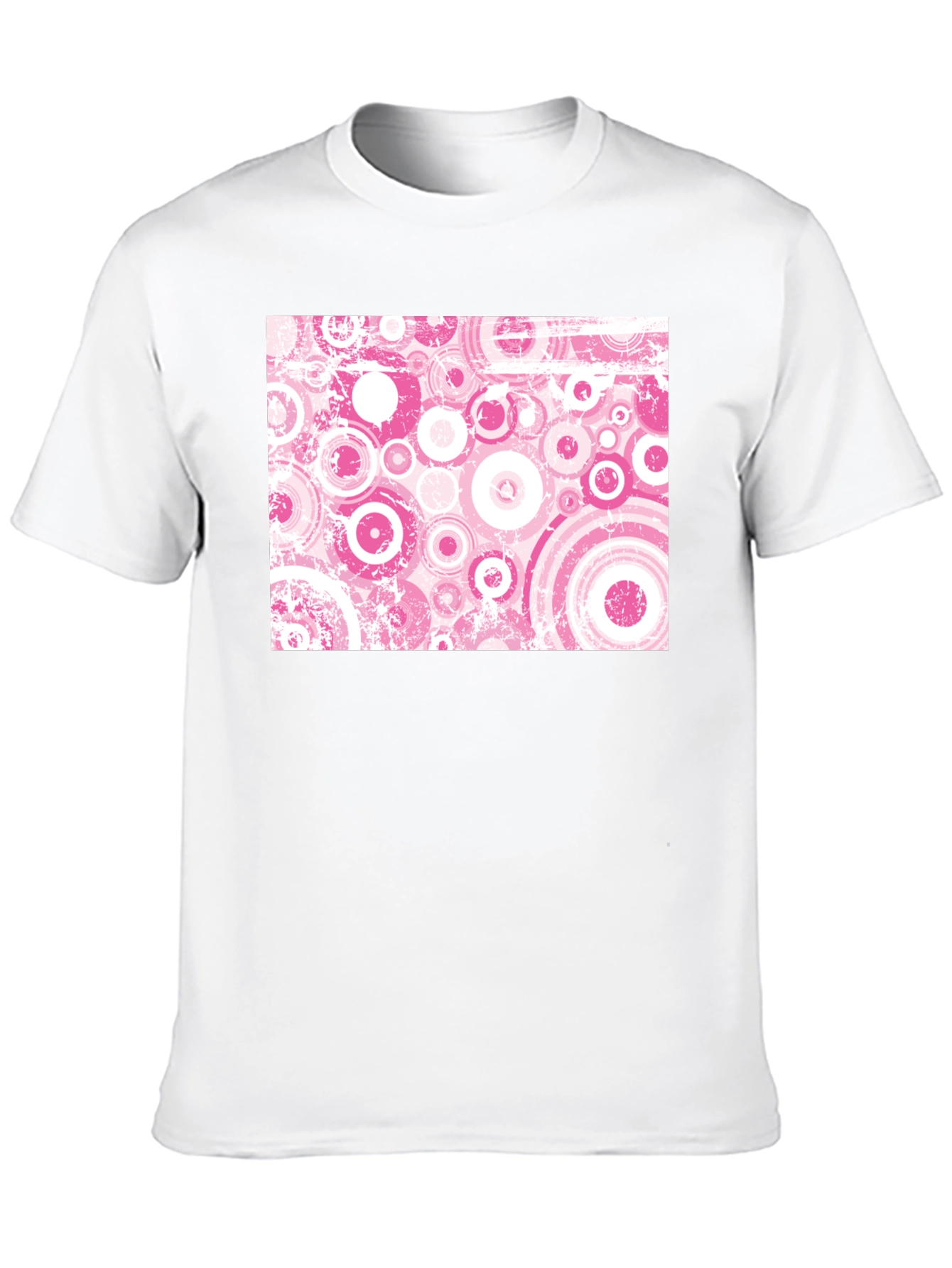 Retro Pink Circle Pattern Black T-Shirt
