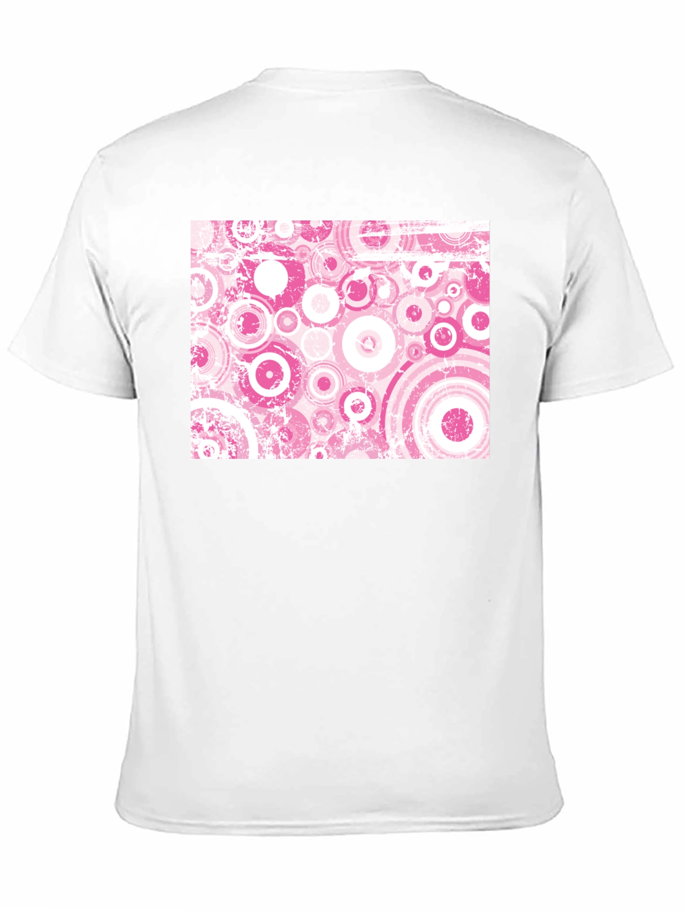 Retro Pink Circle Pattern Black T-Shirt