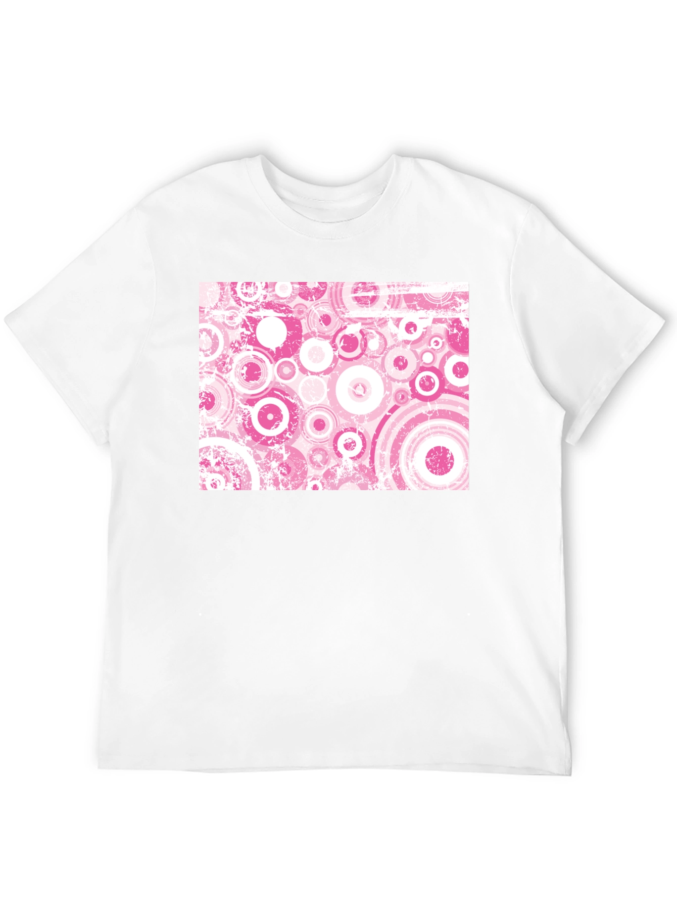 Retro Pink Circle Pattern Black T-Shirt