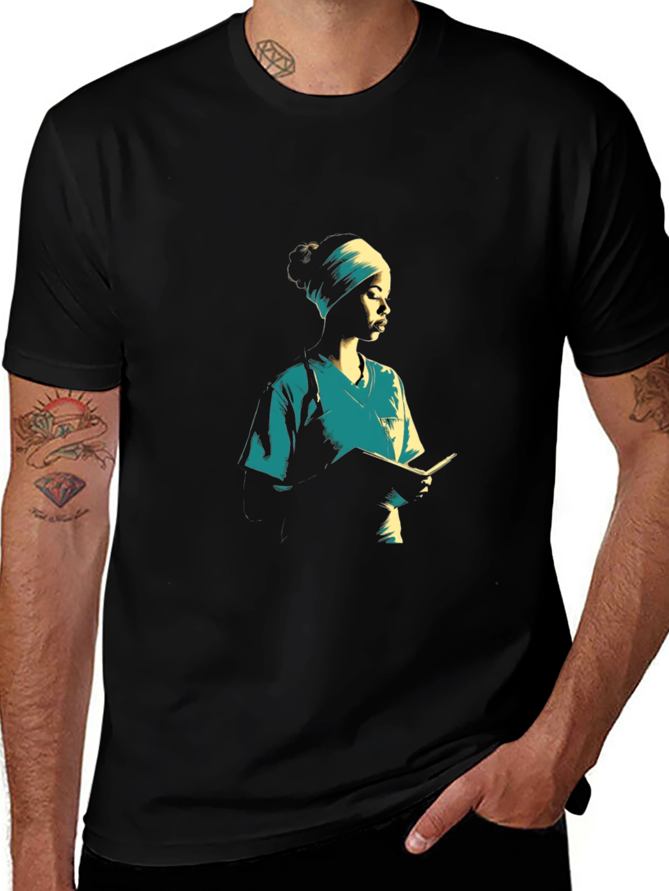 Nurse Graphic Tee - Black Cotton Casual T-Shirt