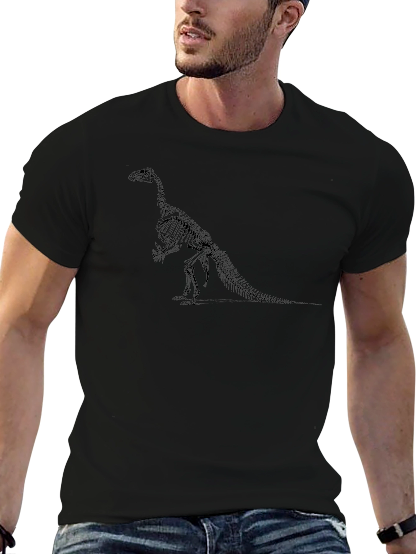 Dinosaur Skeleton Graphic Black T-Shirt