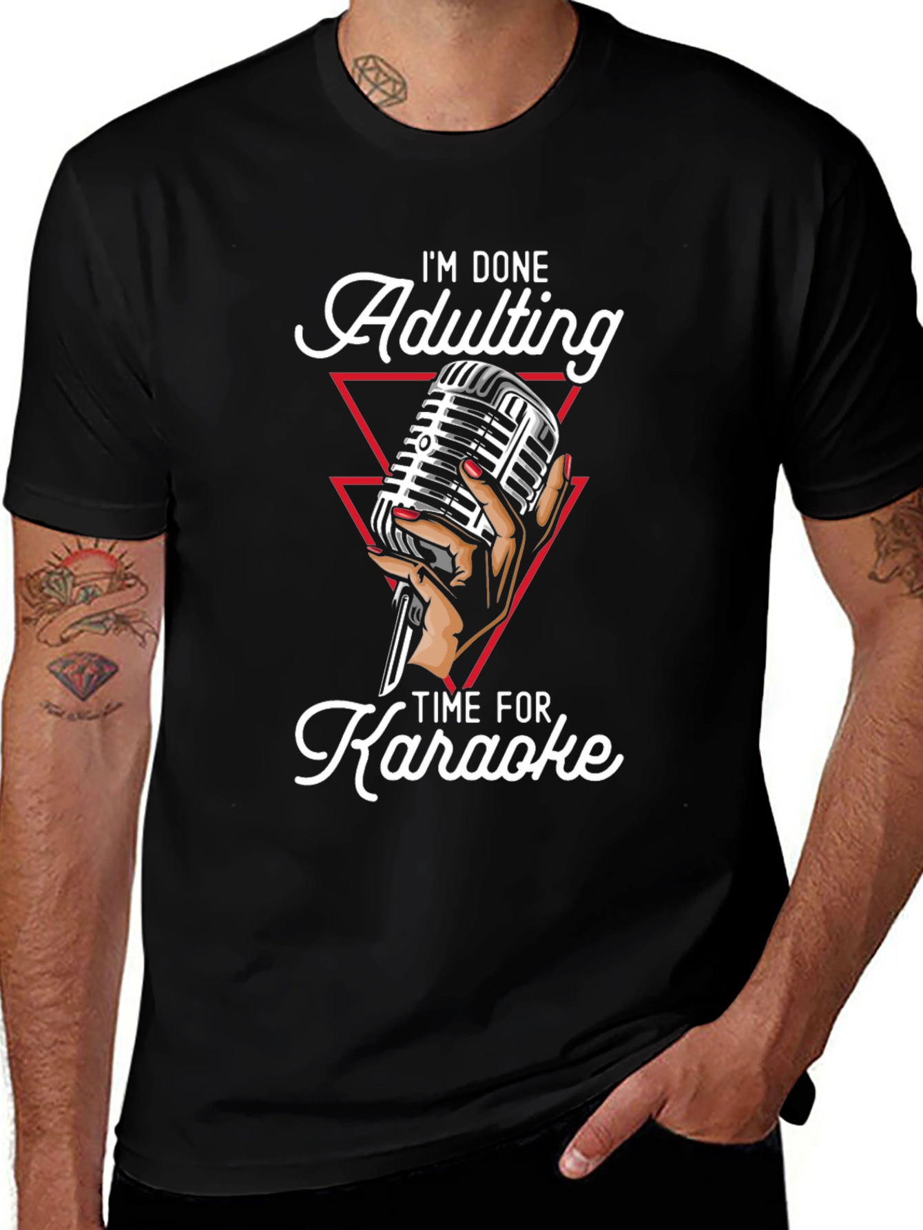 Adulting Karaoke Black Graphic Tee