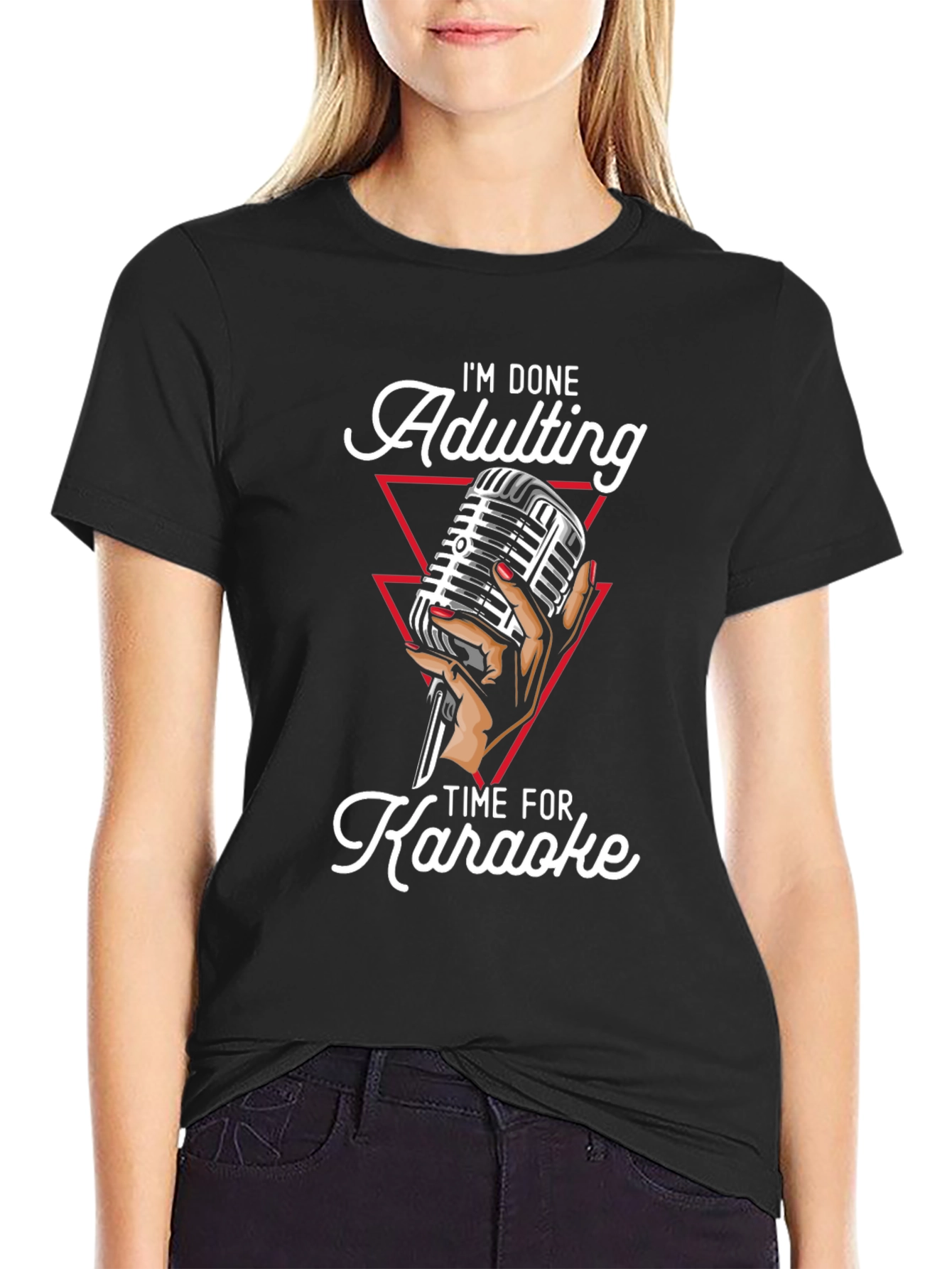 Adulting Karaoke Black Graphic Tee