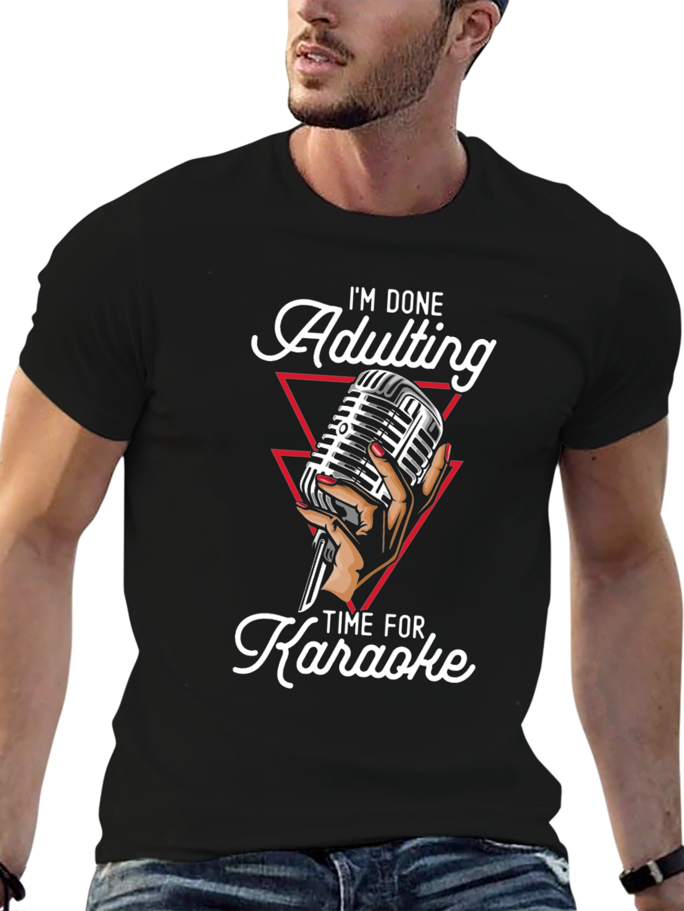 Adulting Karaoke Black Graphic Tee