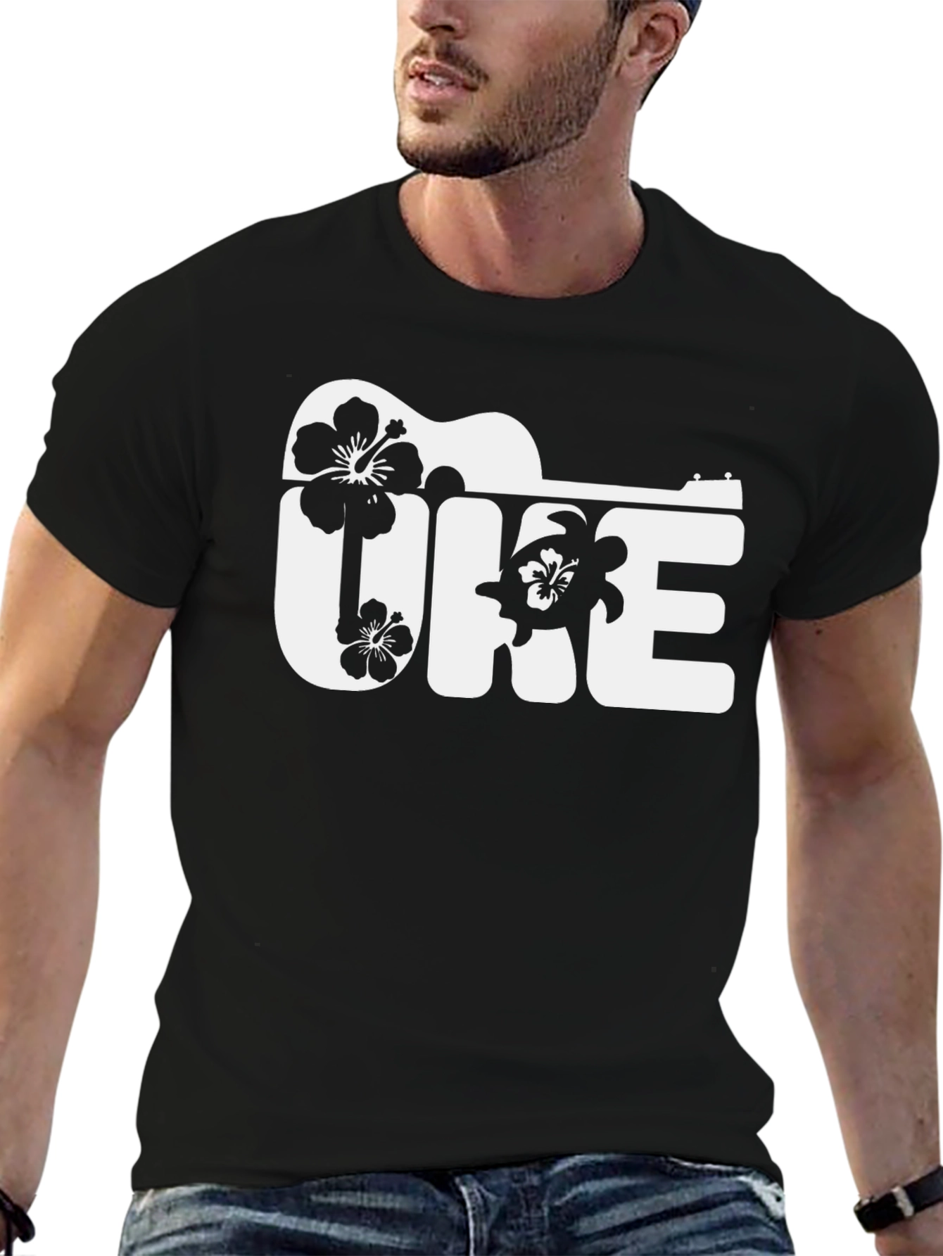 Black Ukulele Uke Graphic Tee - Island Vibes