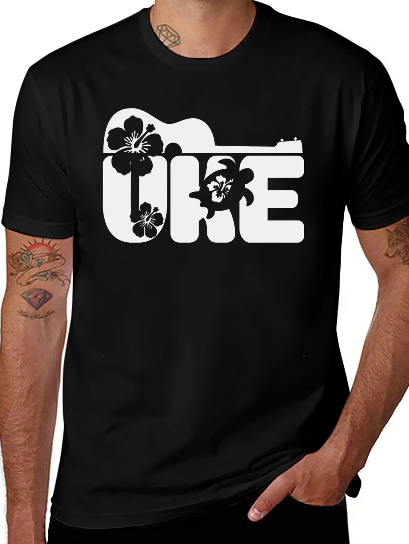 Black Ukulele Uke Graphic Tee - Island Vibes