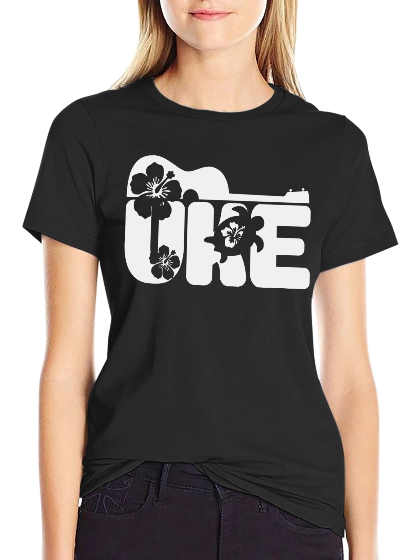 Black Ukulele Uke Graphic Tee - Island Vibes
