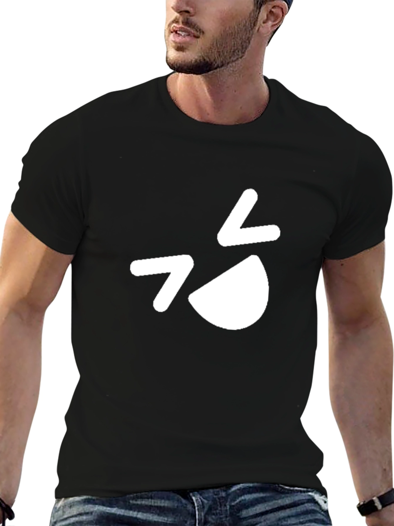 Black T-Shirt with Quirky White Graphic