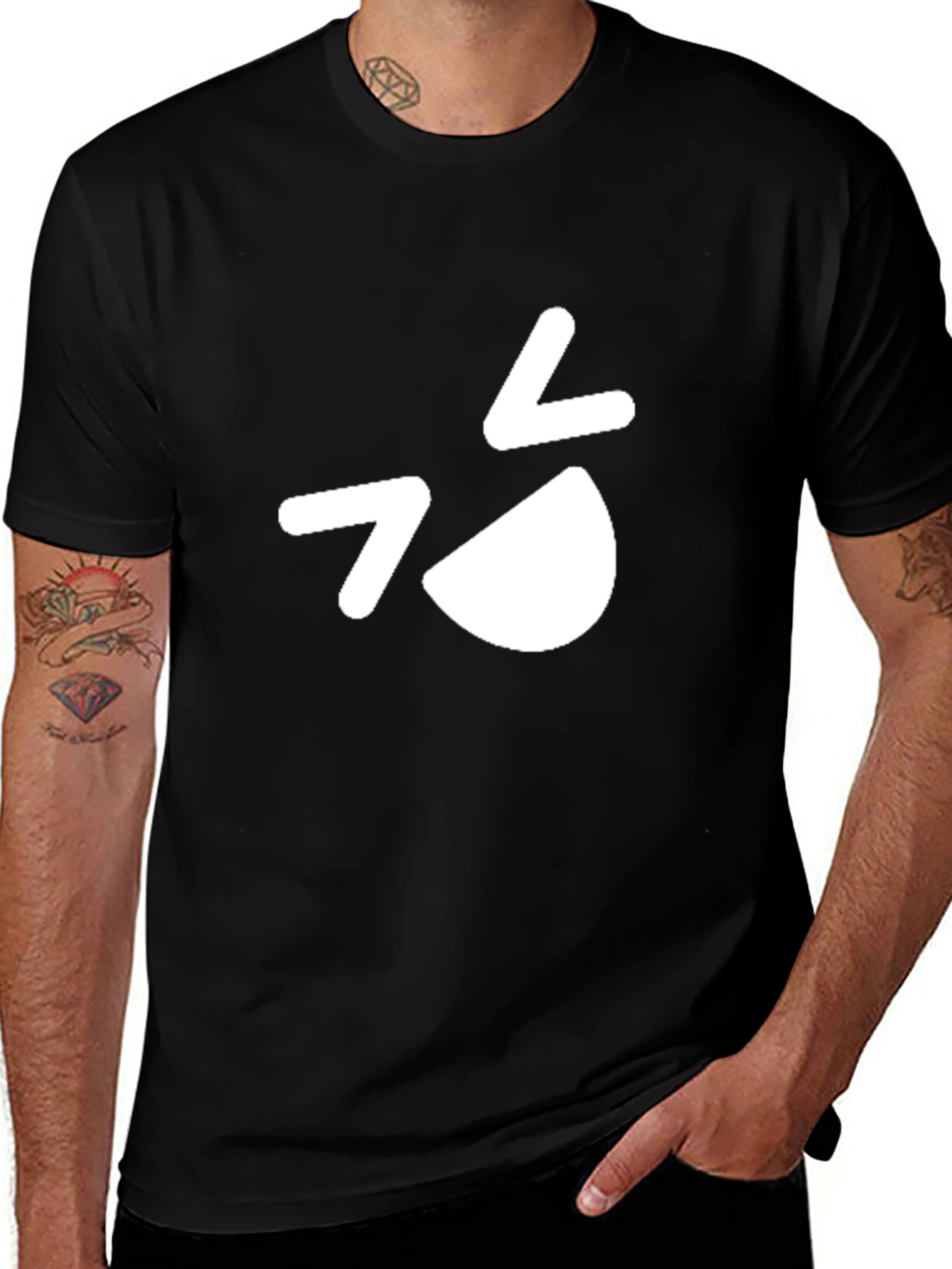 Black T-Shirt with Quirky White Graphic