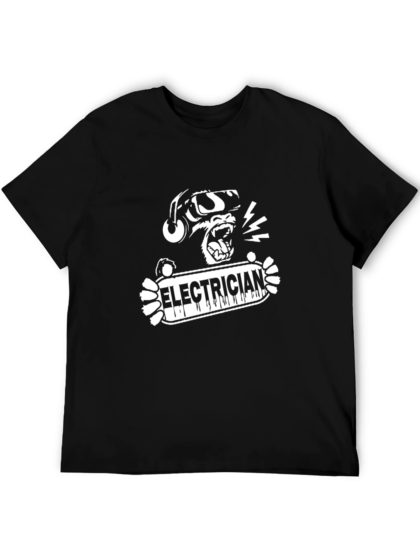Electrician Monkey Graphic Black T-Shirt