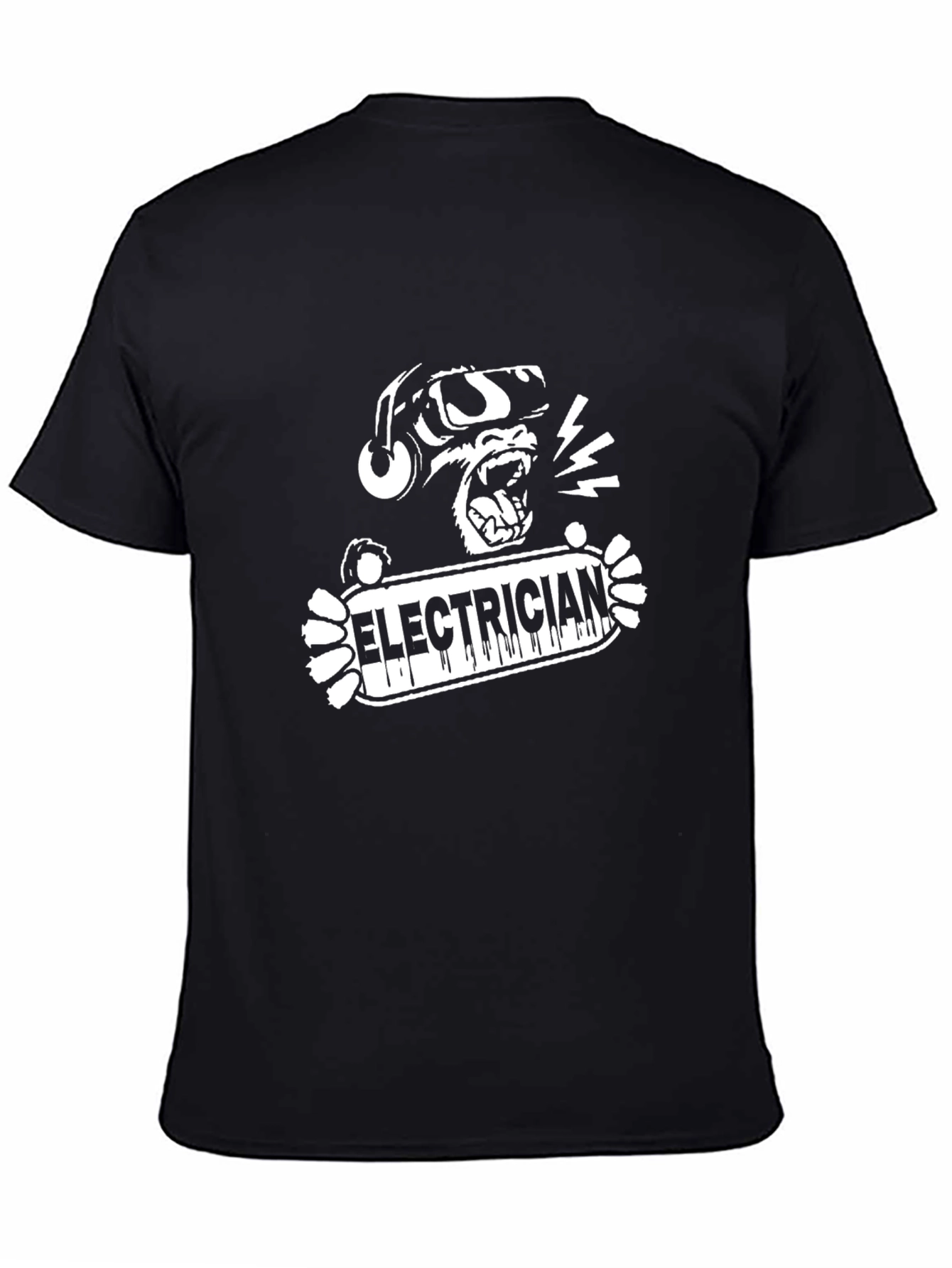 Electrician Monkey Graphic Black T-Shirt