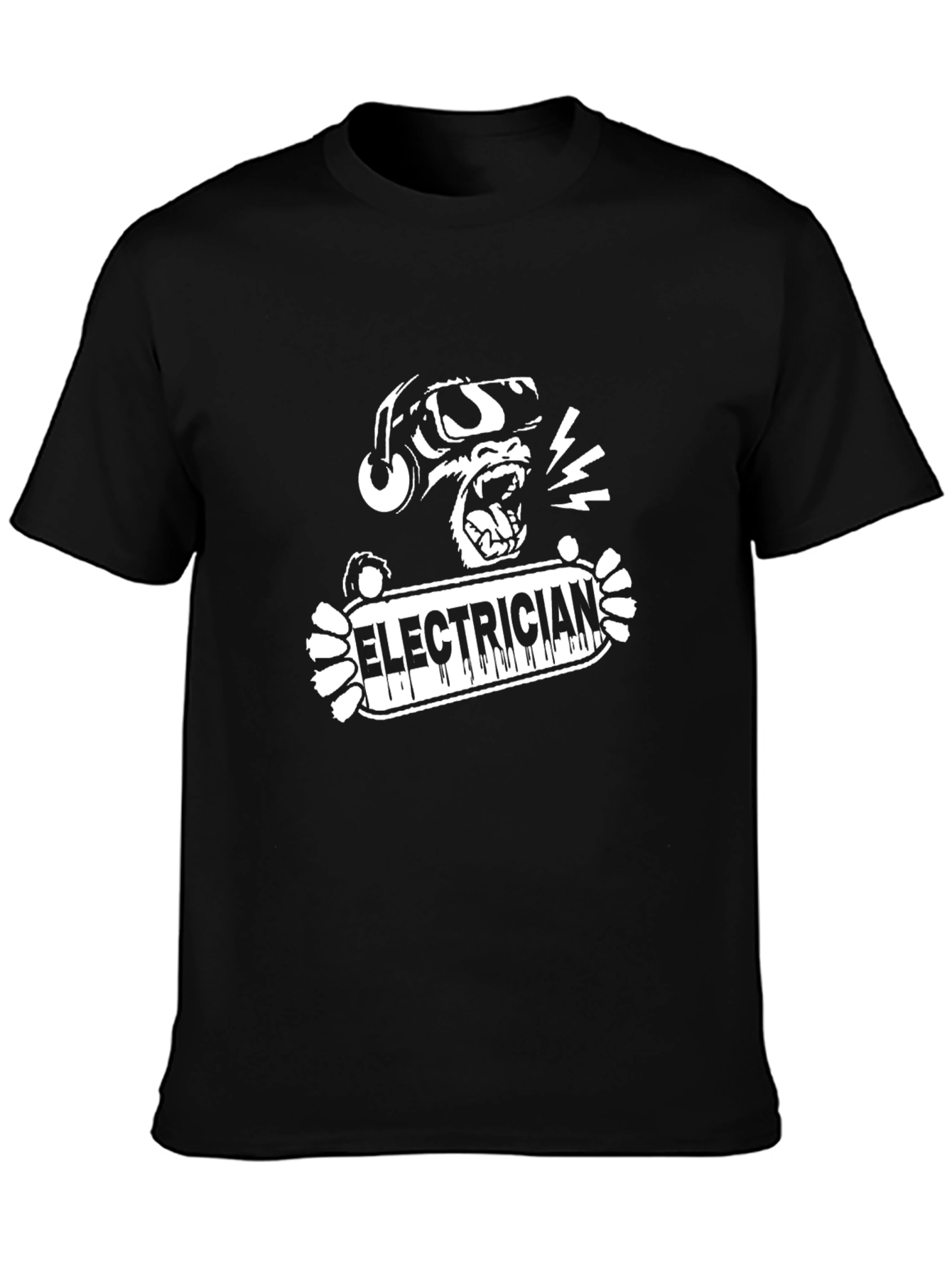 Electrician Monkey Graphic Black T-Shirt