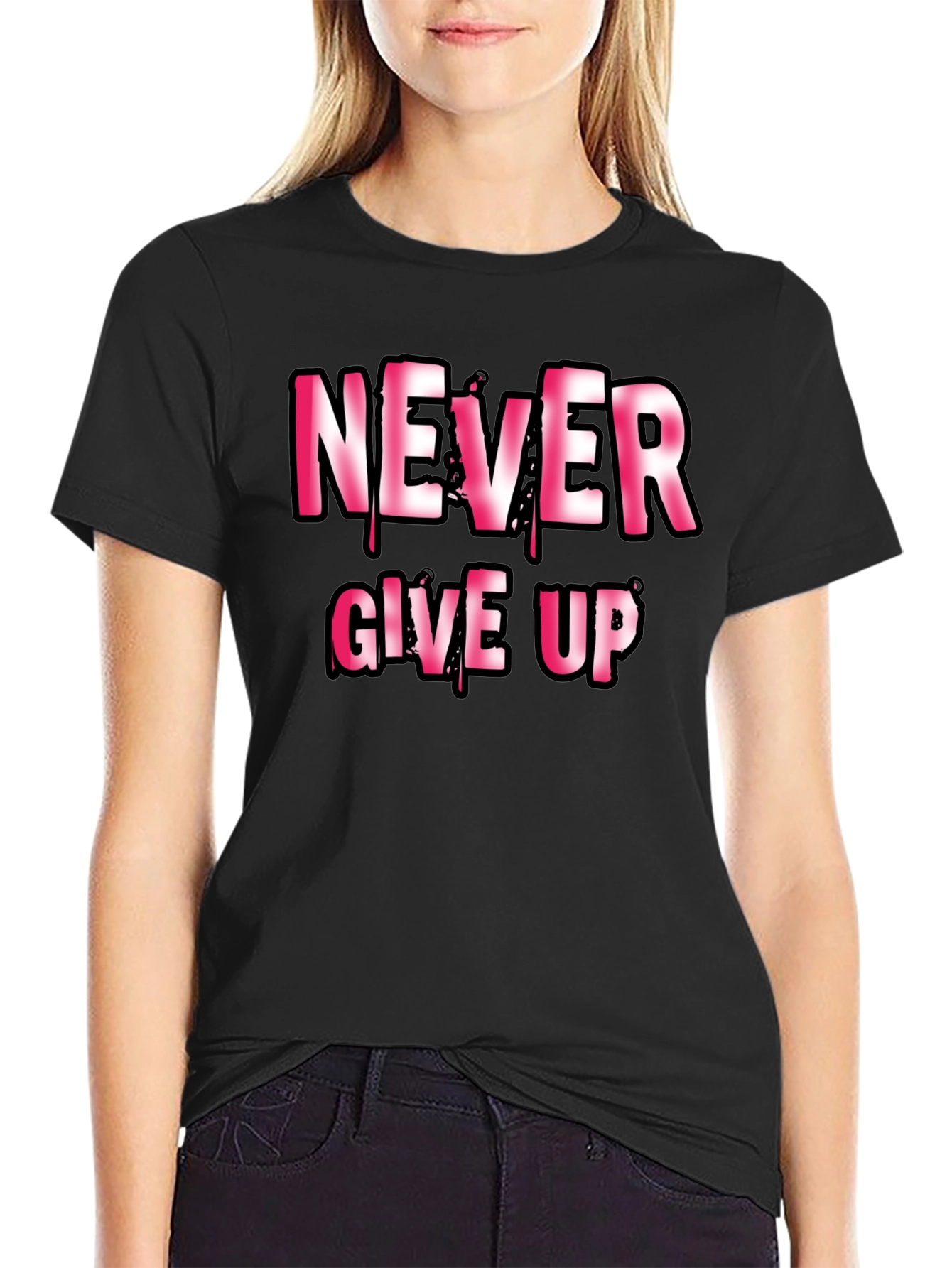 Never Give Up Motivational Graphic T-Shirt