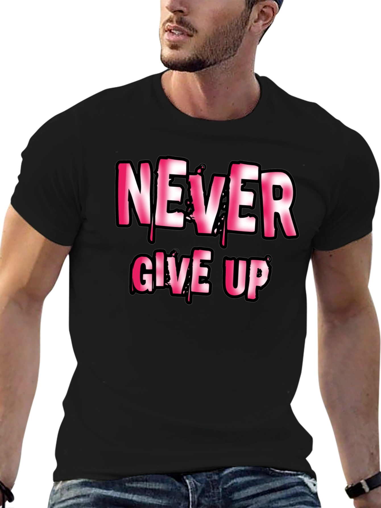 Never Give Up Motivational Graphic T-Shirt