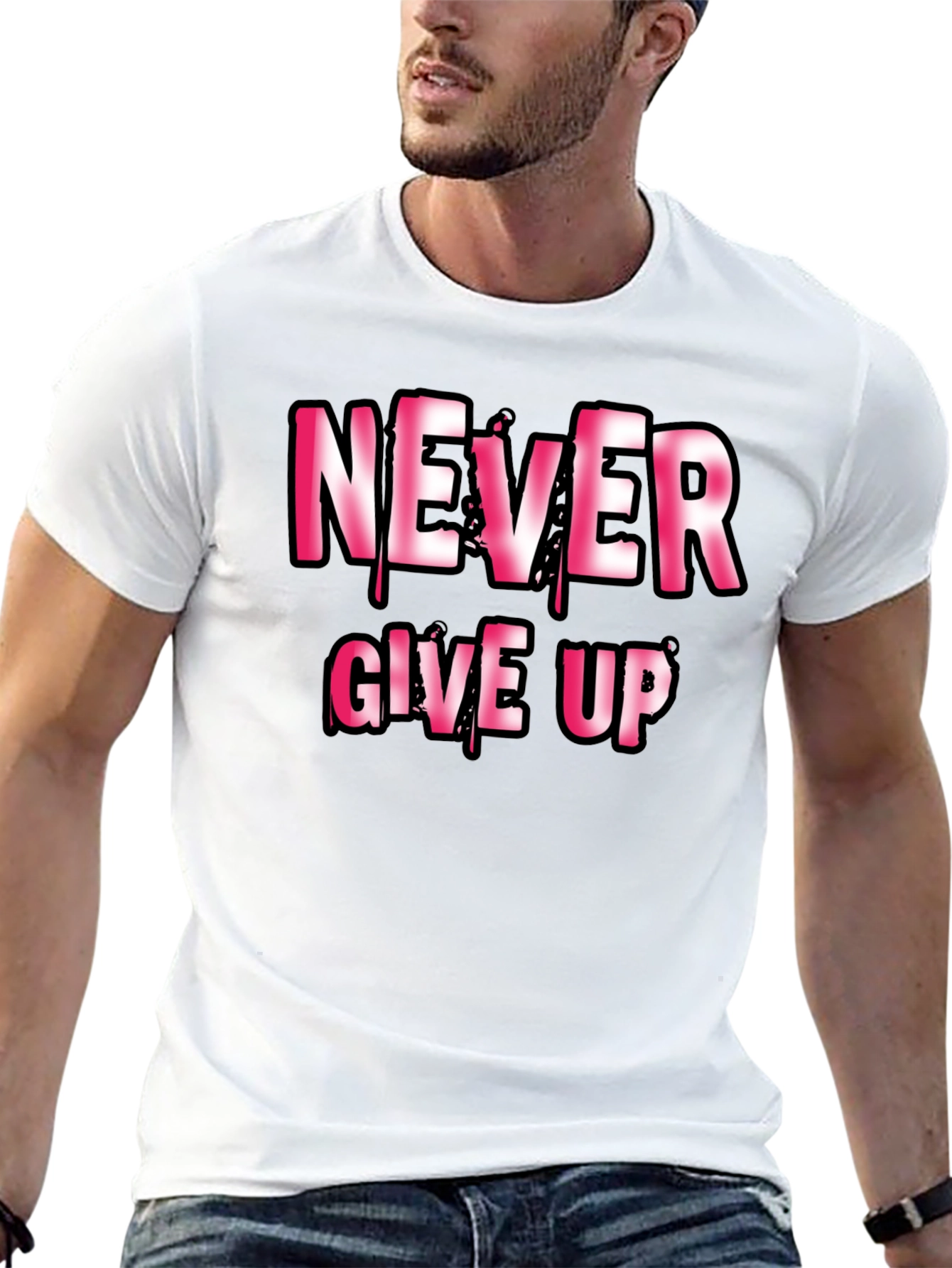 Never Give Up Motivational Graphic T-Shirt