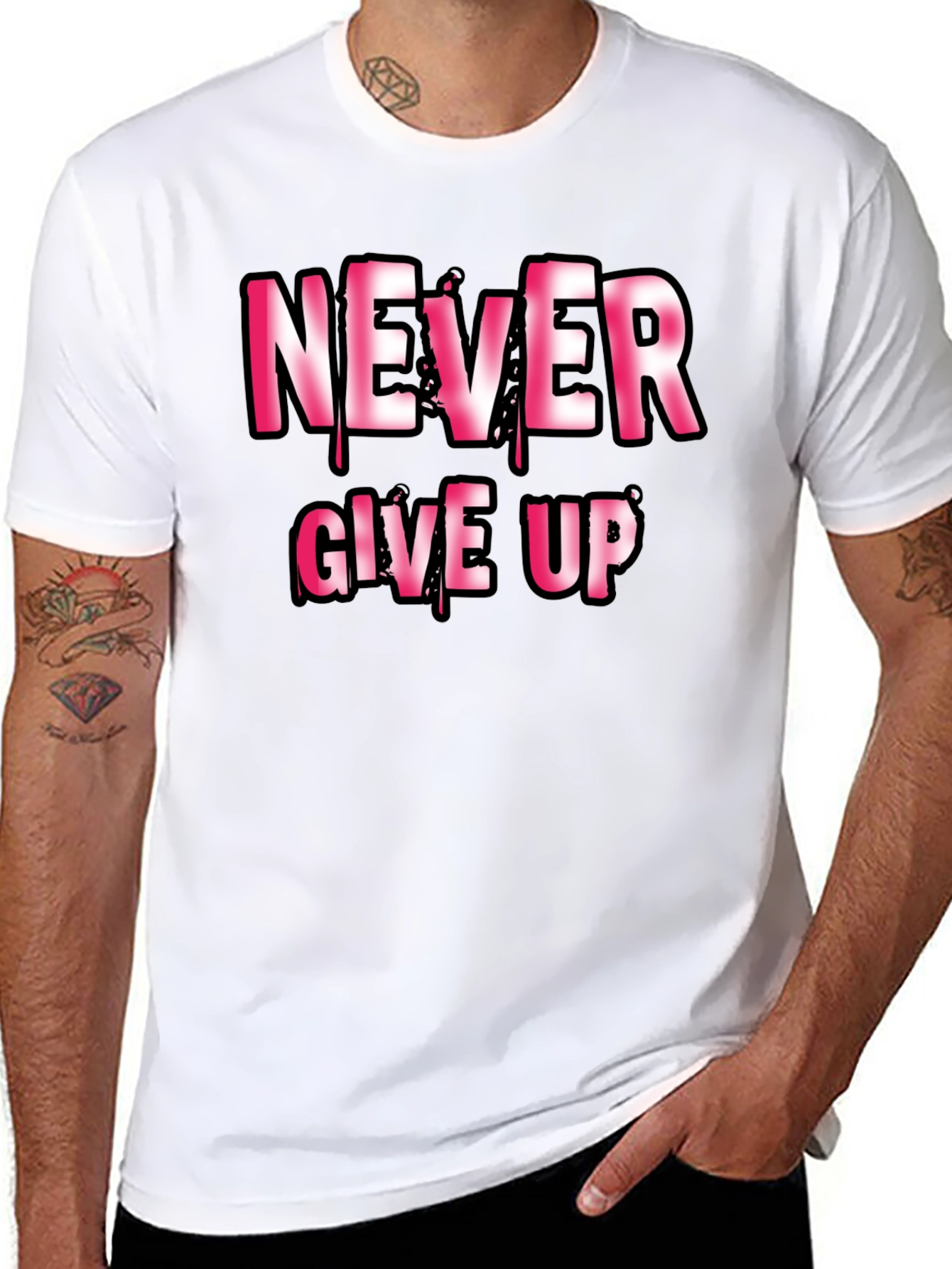 Never Give Up Motivational Graphic T-Shirt