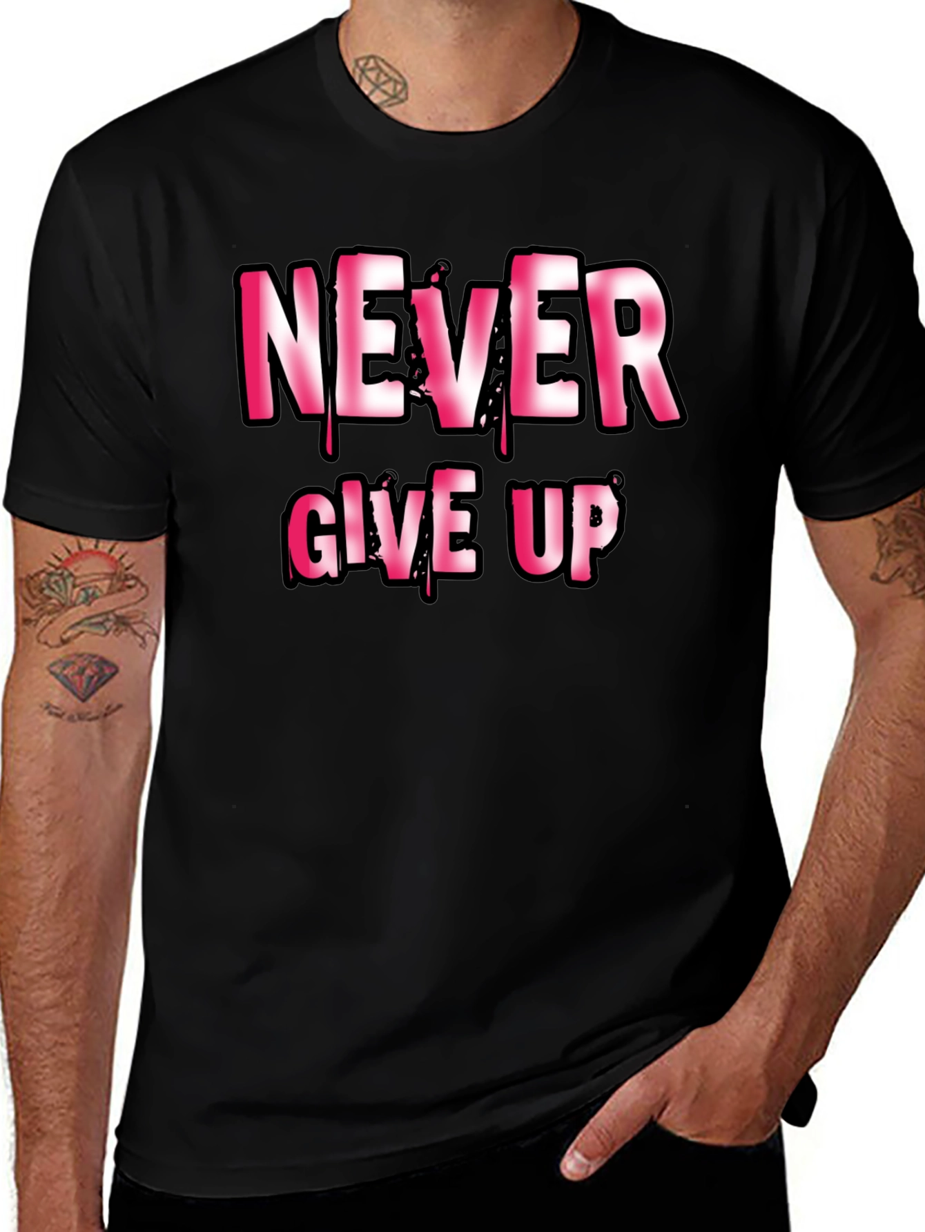 Never Give Up Motivational Graphic T-Shirt