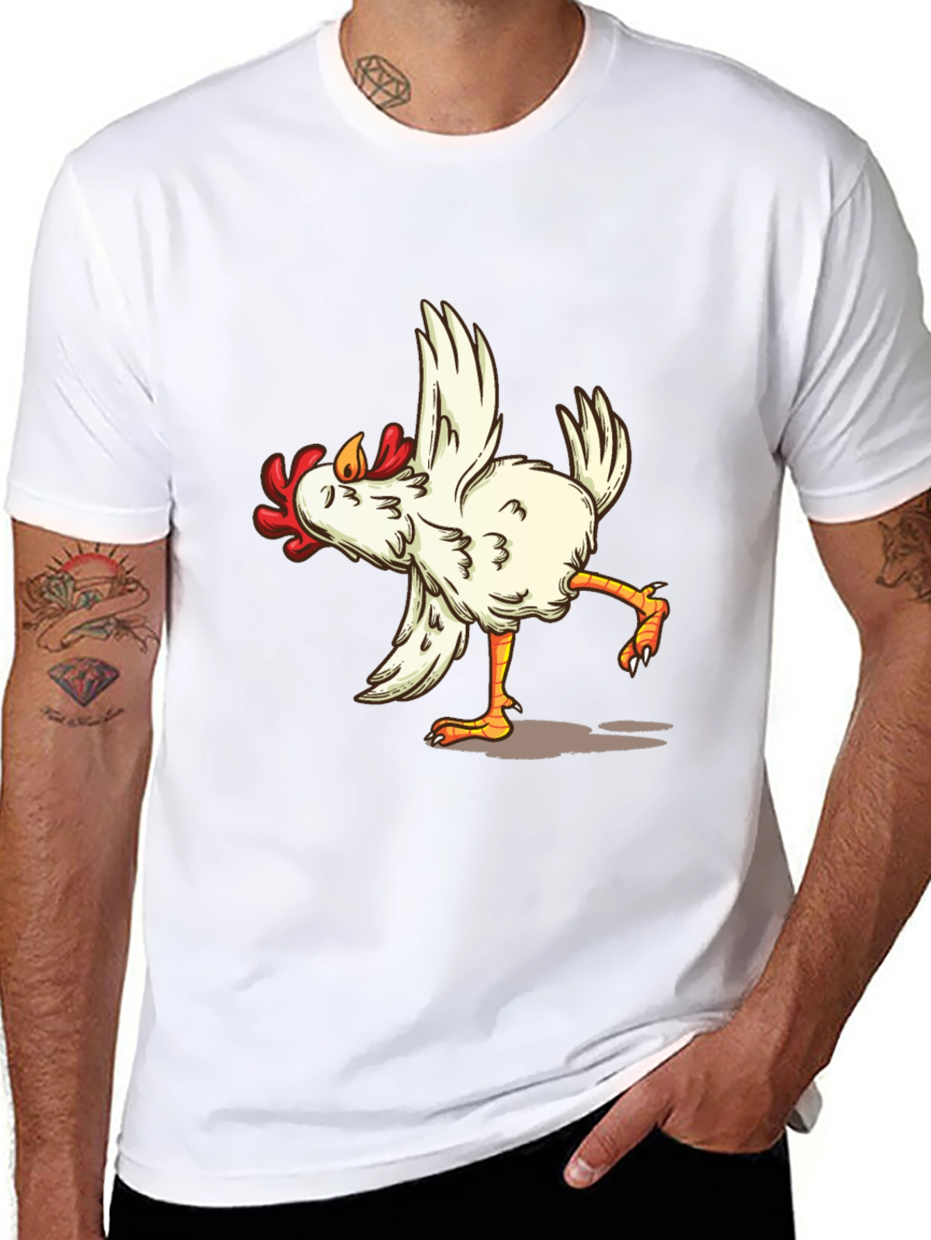 Funny Chicken Dance Graphic Tee - Black T-Shirt