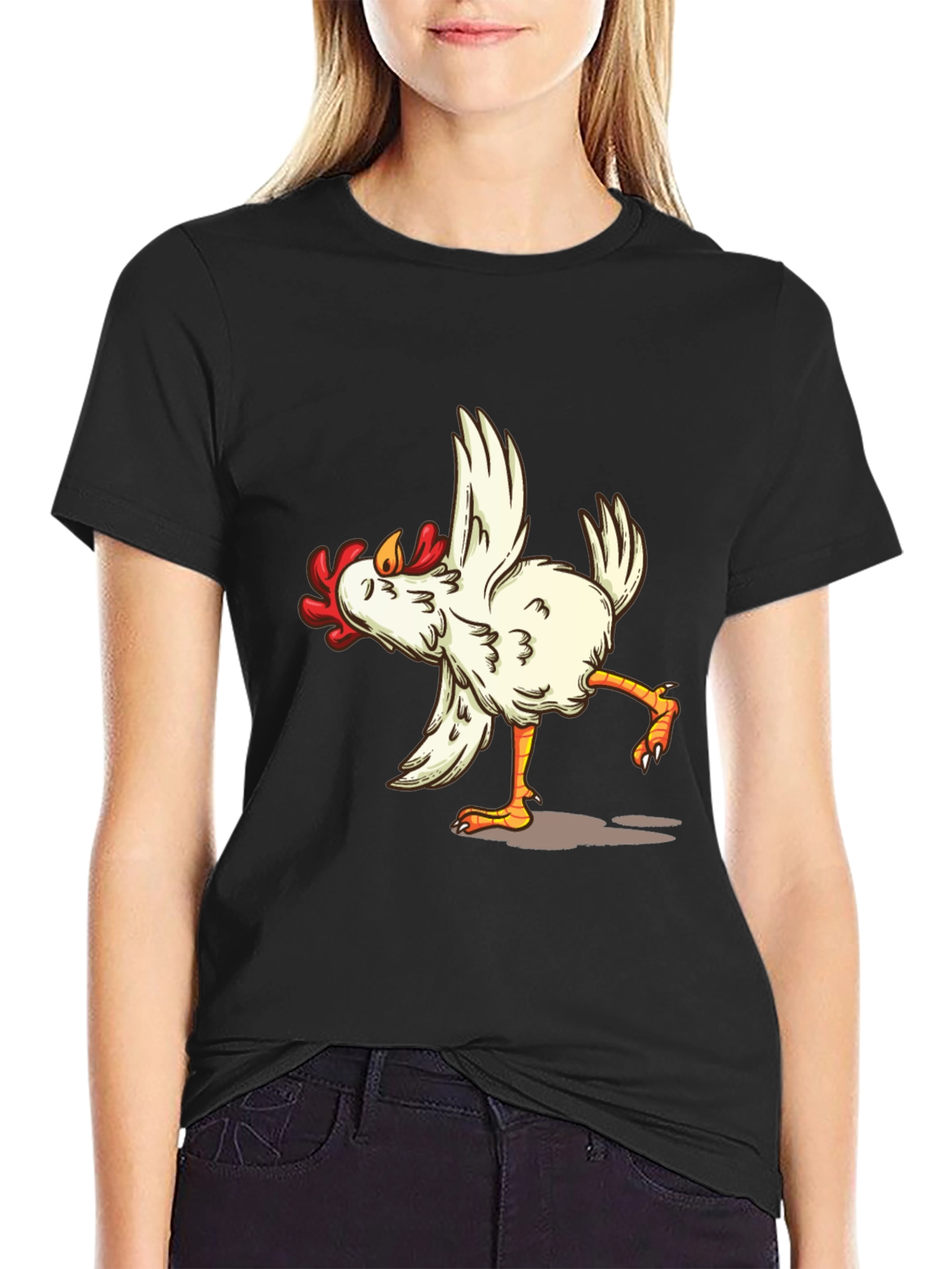 Funny Chicken Dance Graphic Tee - Black T-Shirt