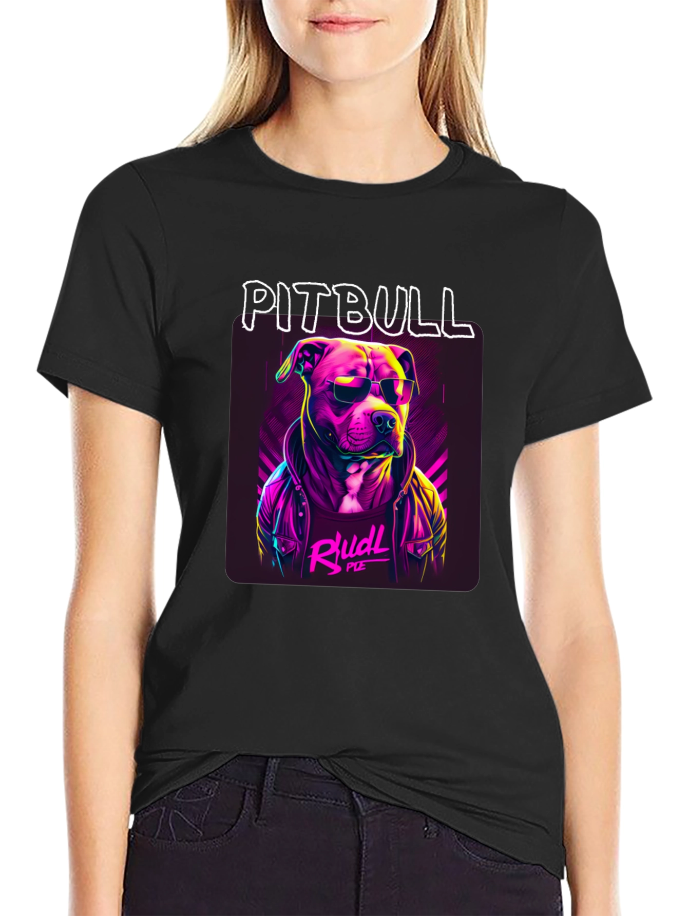 Cool Pitbull Graphic Tee - Black Cotton T-Shirt
