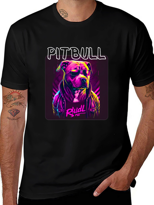Cool Pitbull Graphic Tee - Black Cotton T-Shirt