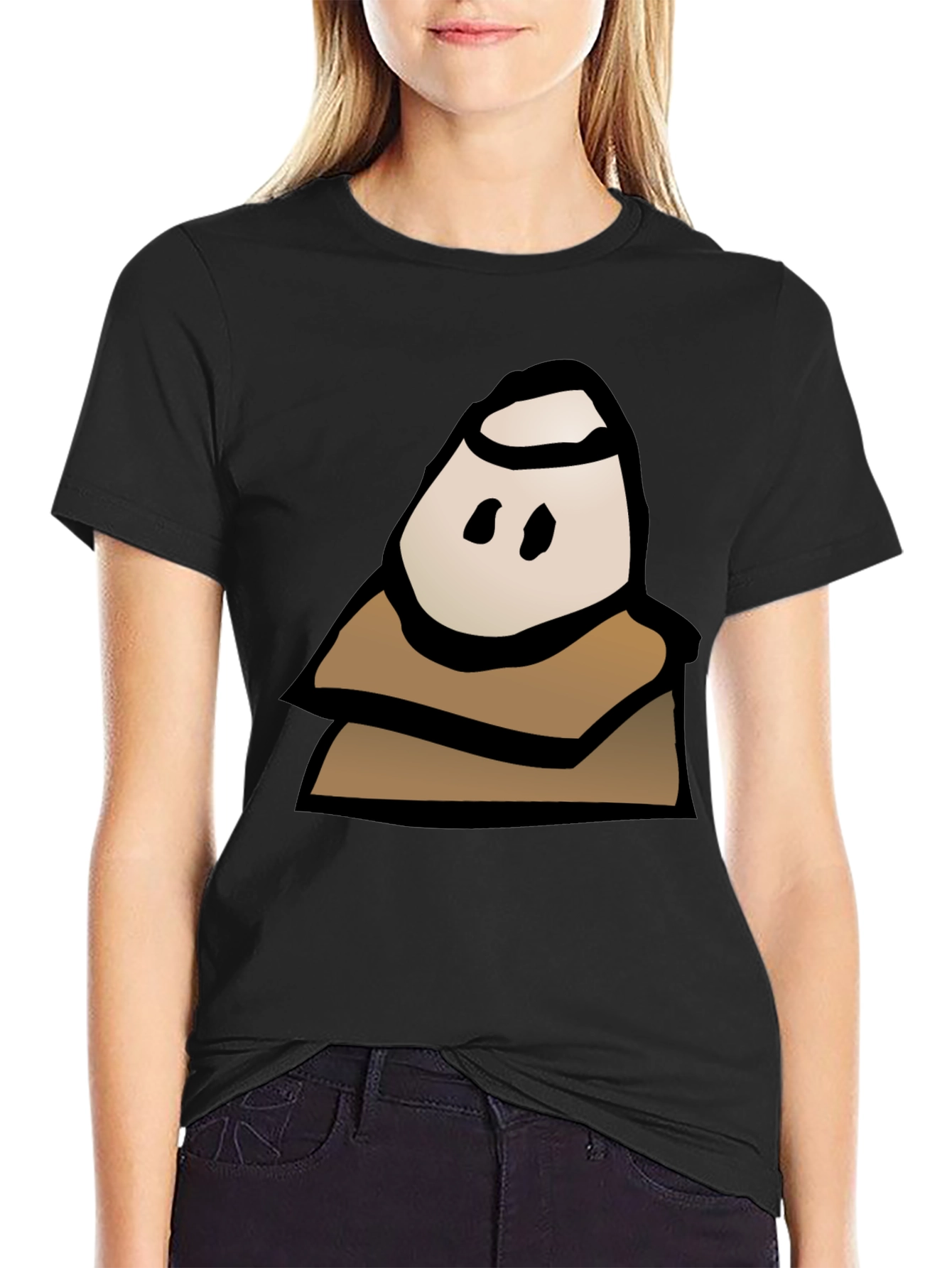 Mystery Character Graphic Tee - Black Cotton Blend