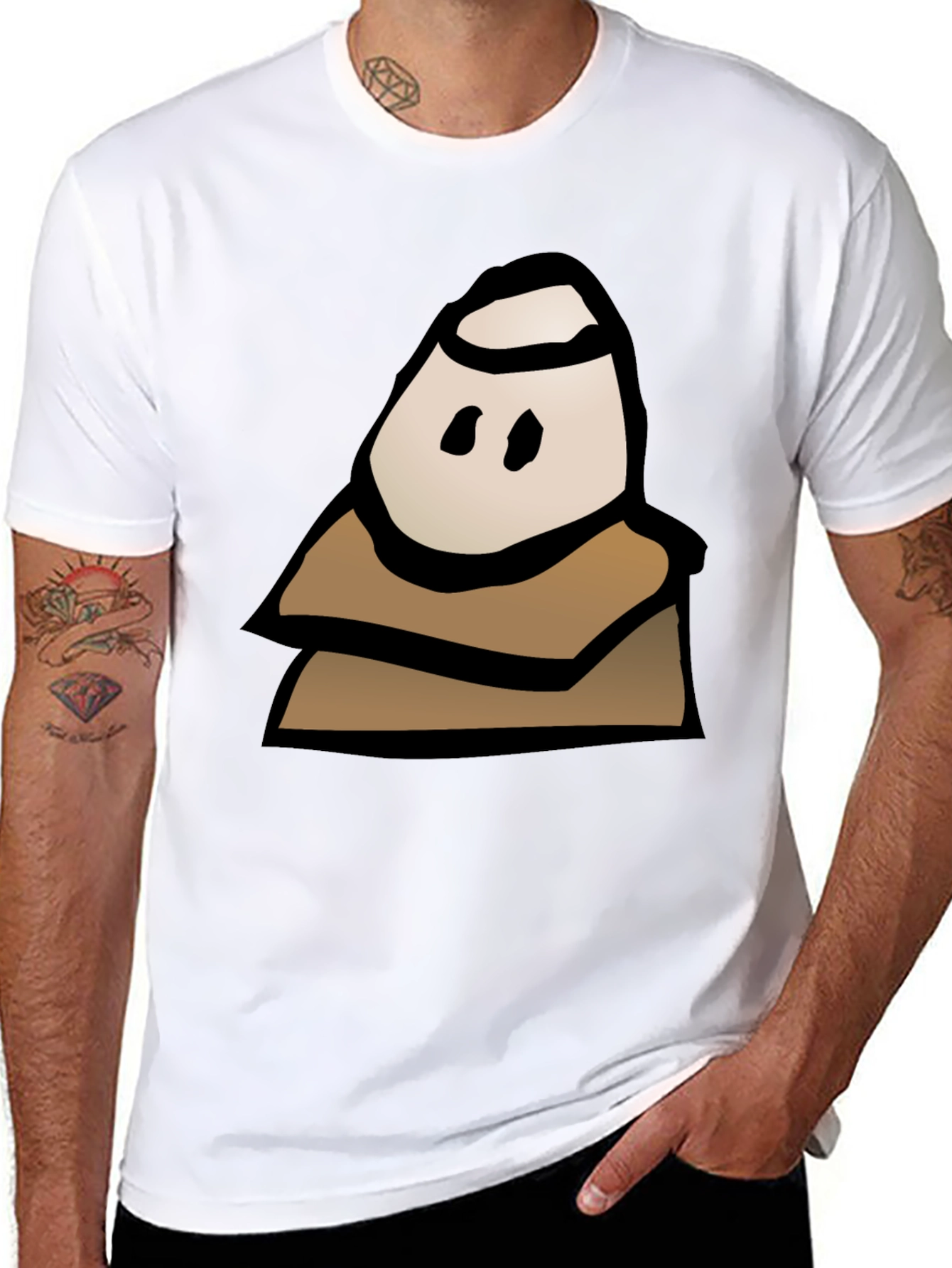Mystery Character Graphic Tee - Black Cotton Blend