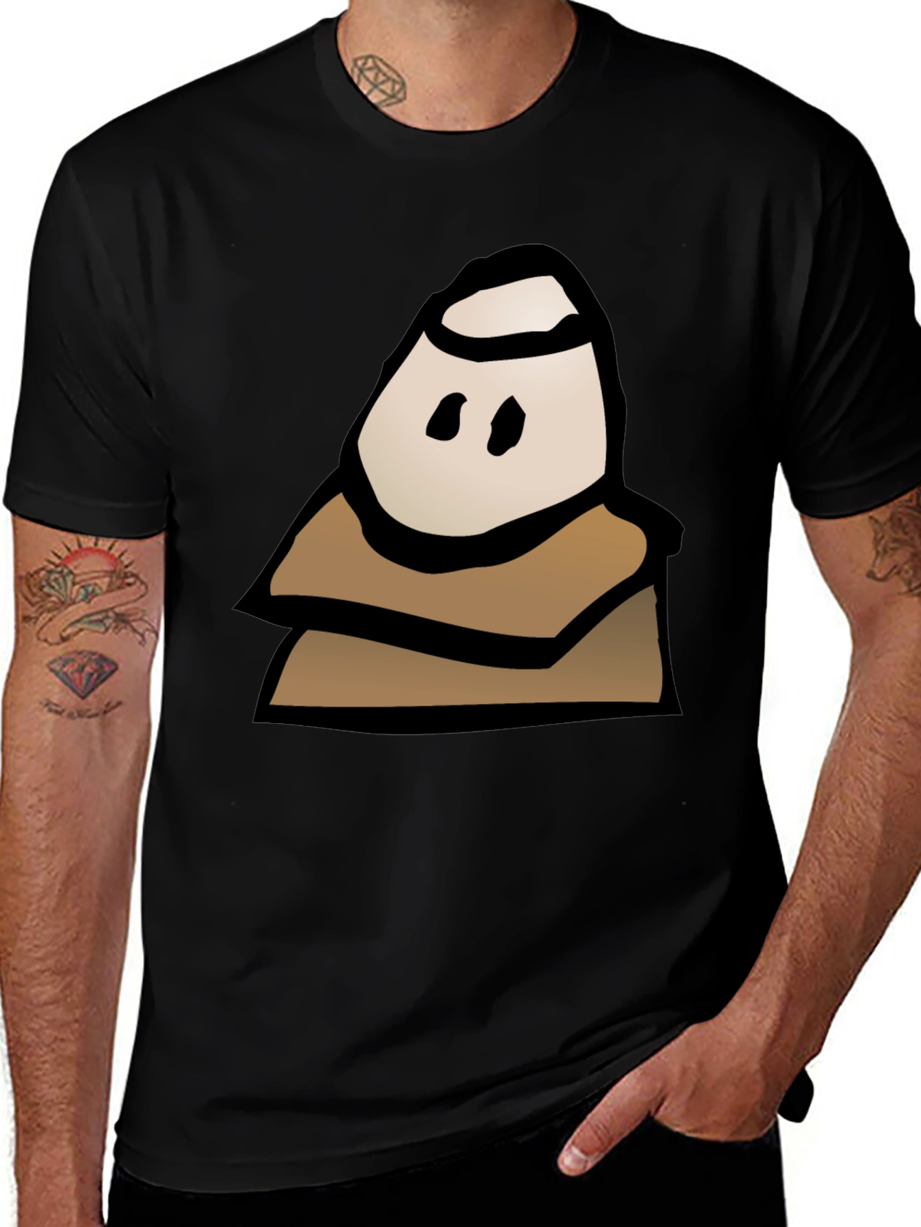 Mystery Character Graphic Tee - Black Cotton Blend