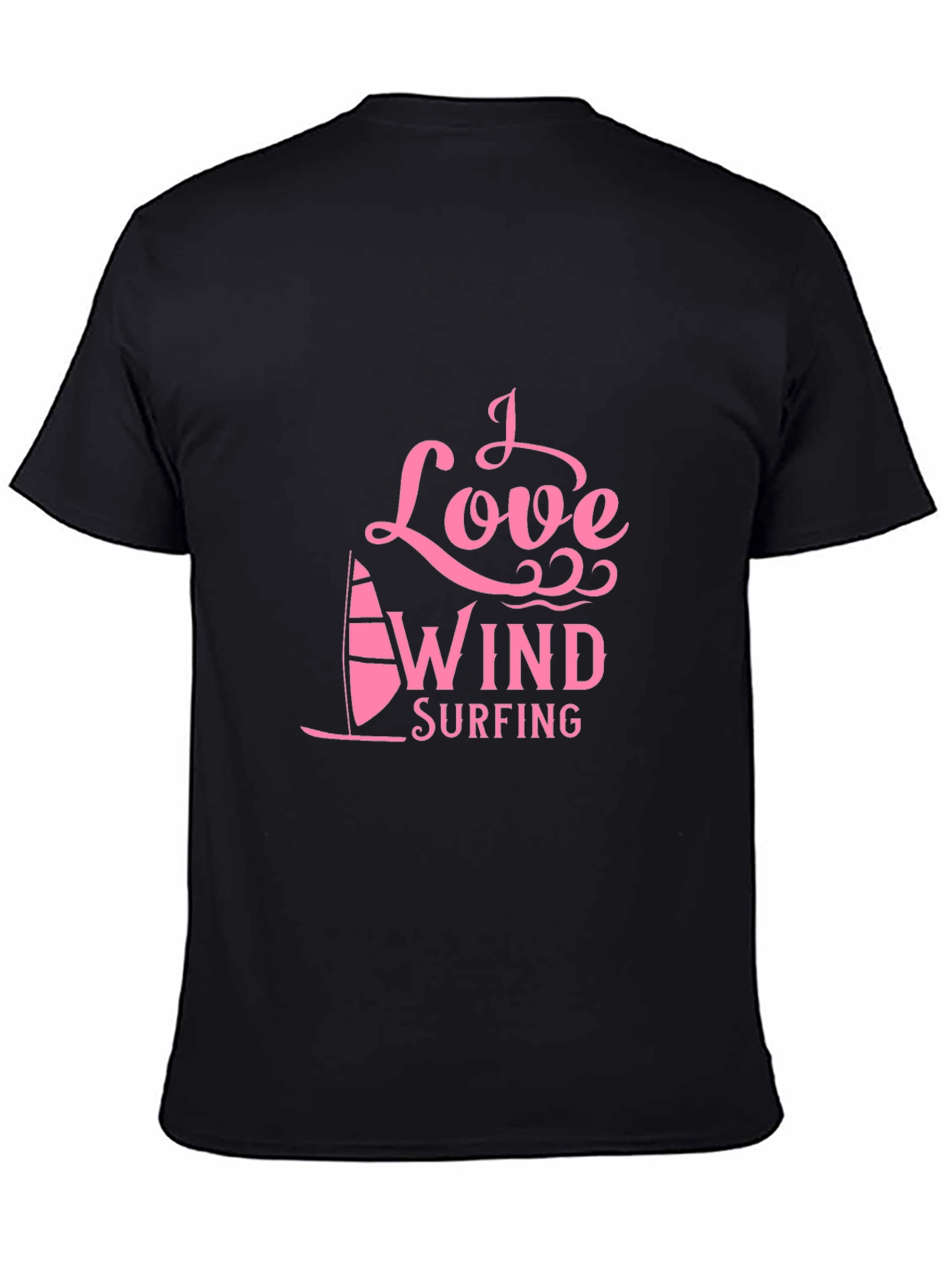 I Love Windsurfing Black T-Shirt