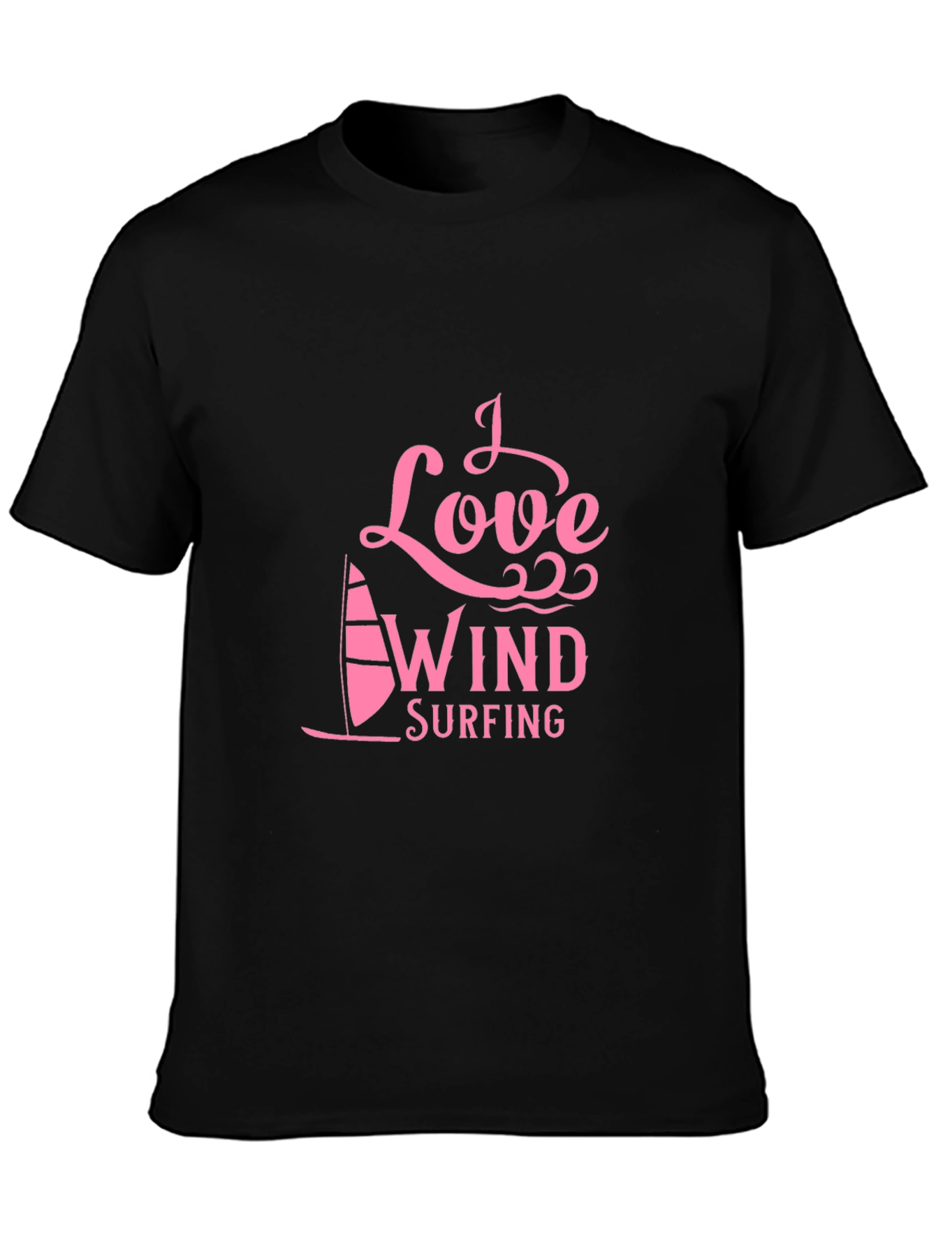 I Love Windsurfing Black T-Shirt