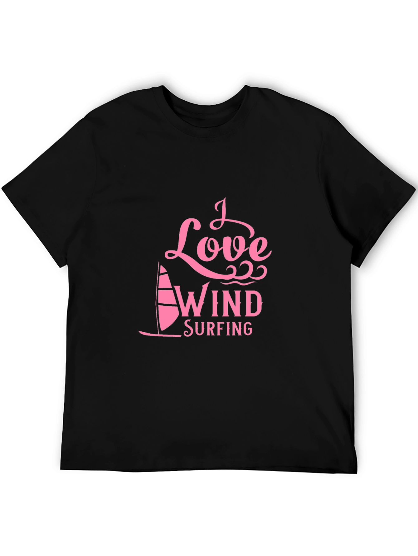 I Love Windsurfing Black T-Shirt
