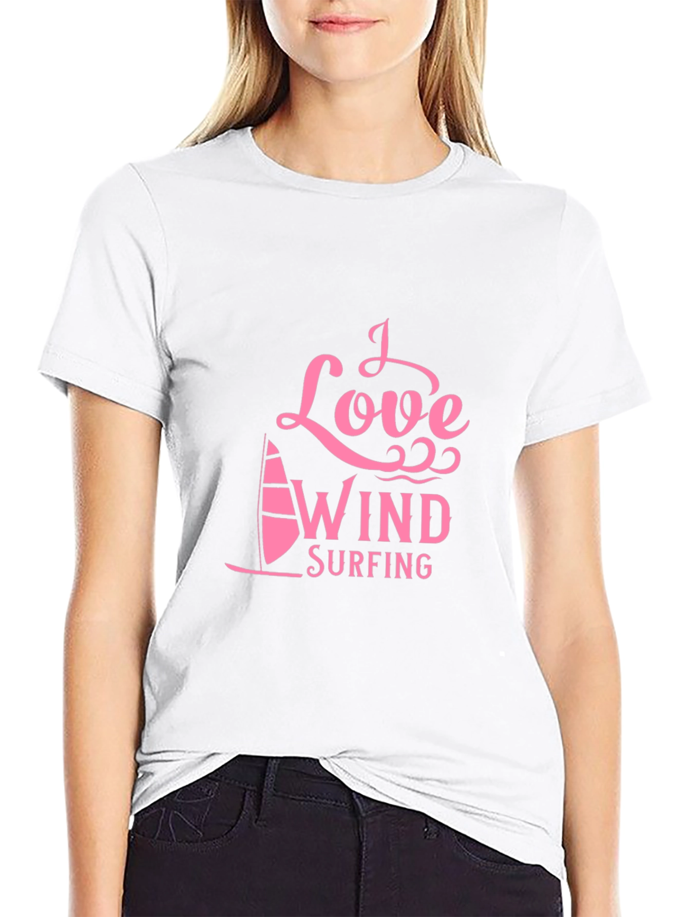 I Love Windsurfing Black T-Shirt