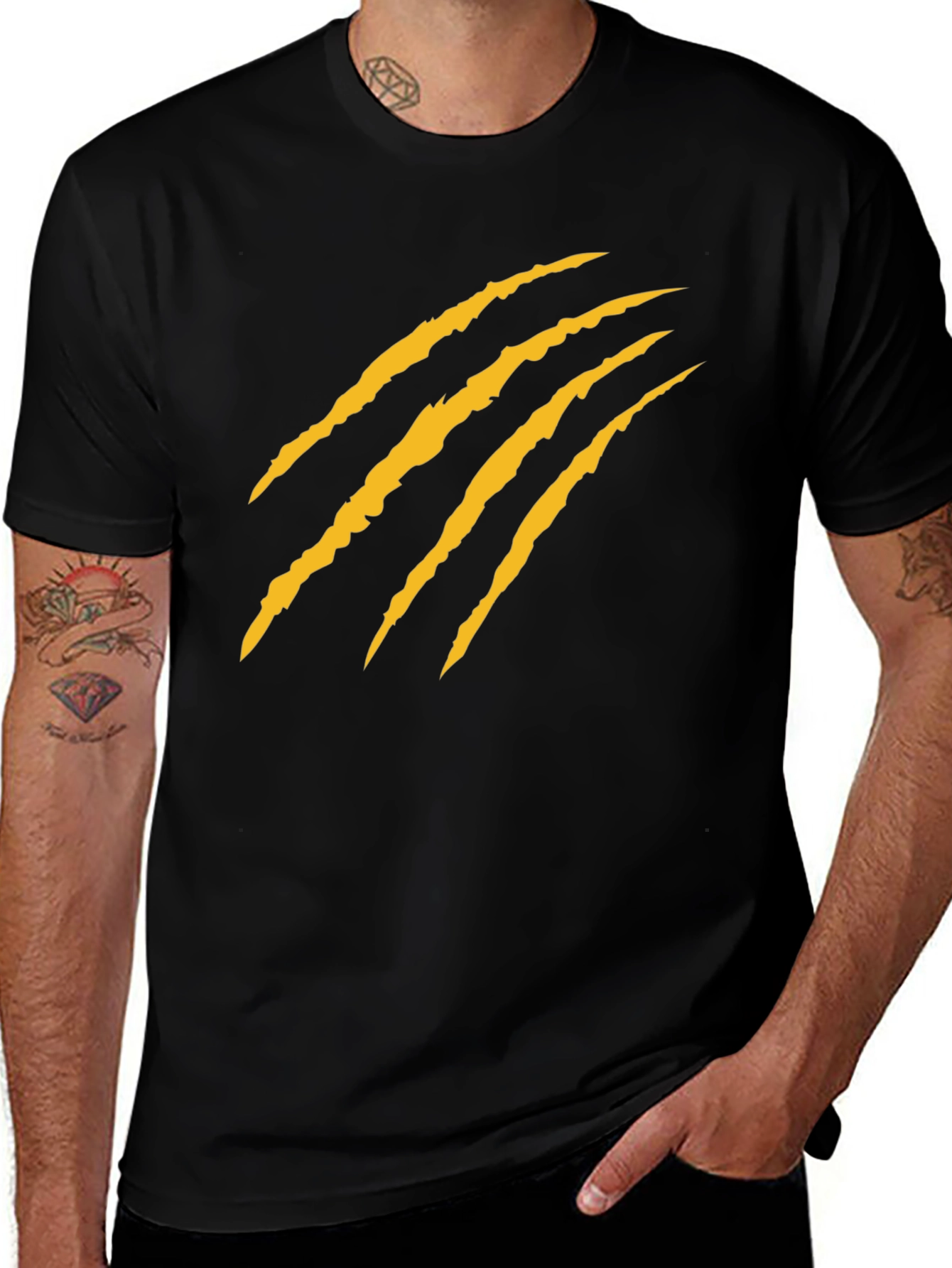 Claw Mark Graphic T-Shirt - Black Cotton Tee