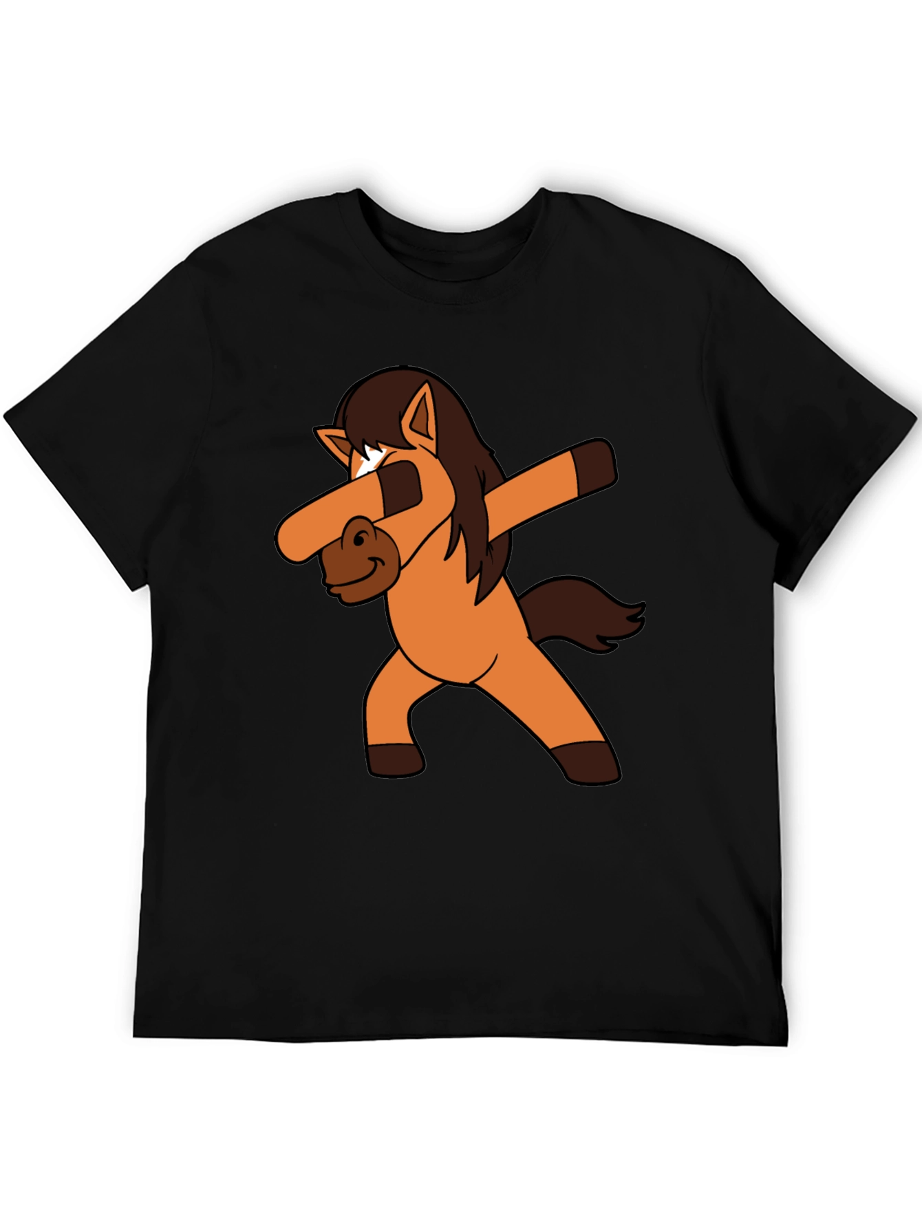 Dabbing Horse Black Cotton T-Shirt