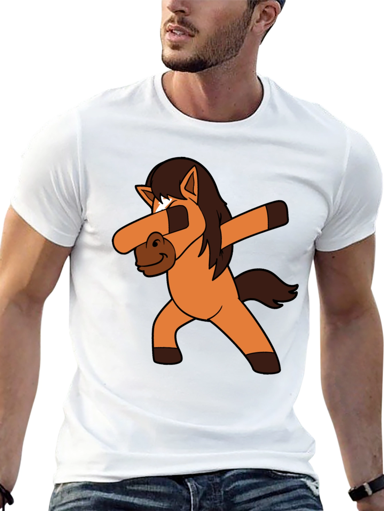 Dabbing Horse Black Cotton T-Shirt