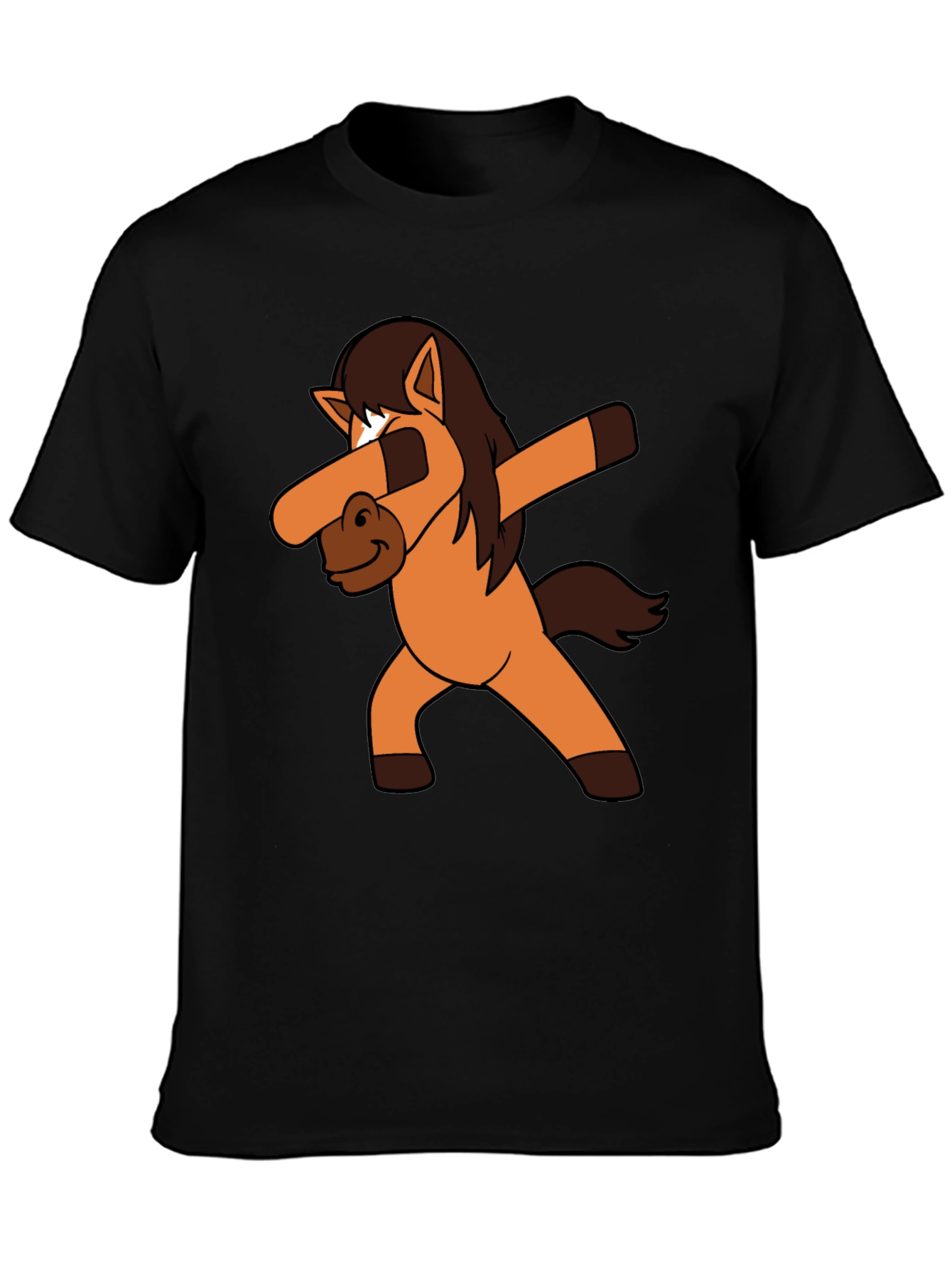 Dabbing Horse Black Cotton T-Shirt