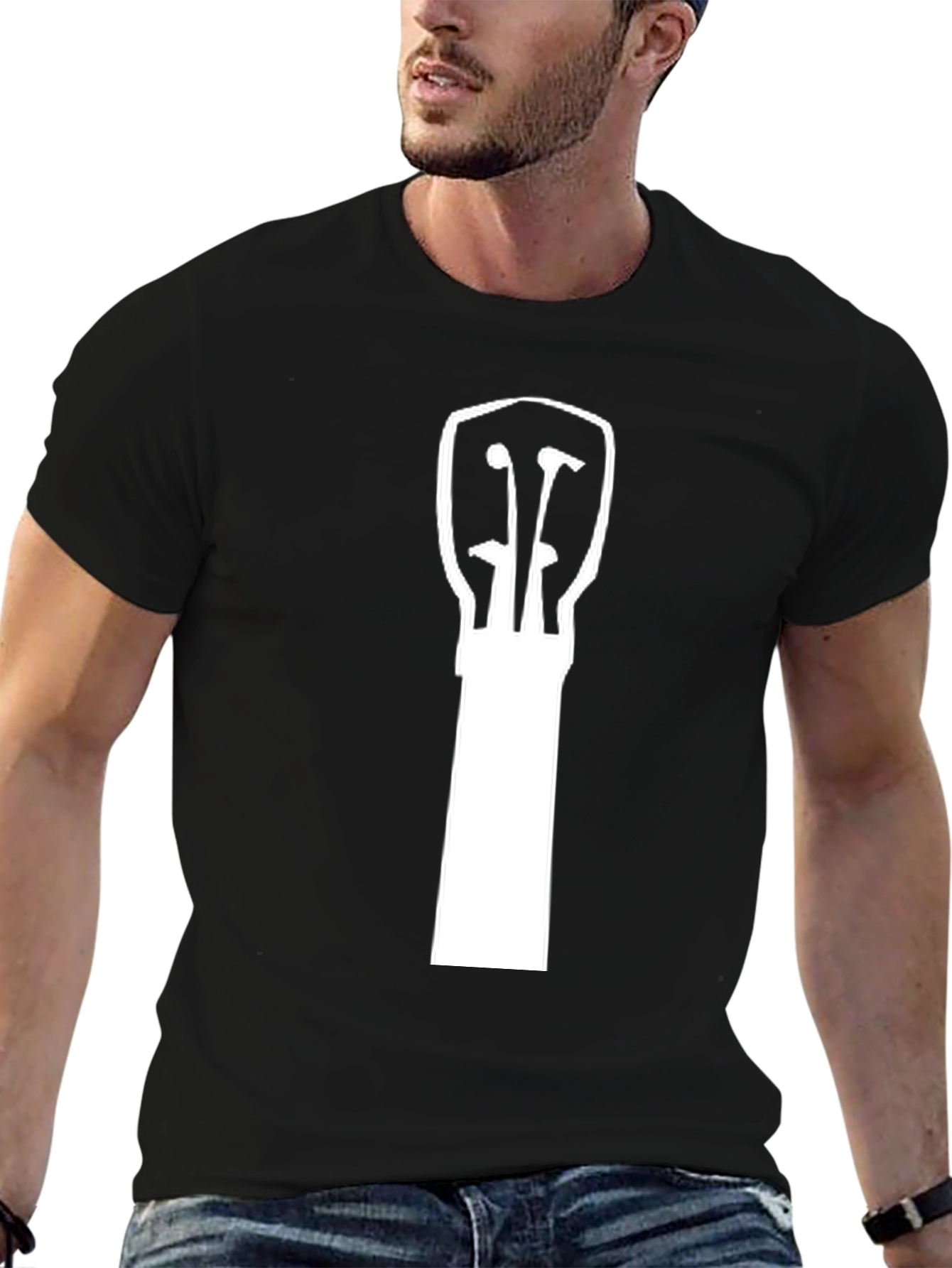 Guitar Headstock Graphic Tee - Black