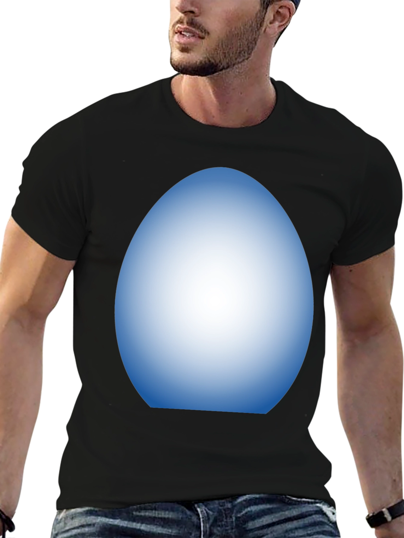 Mens Black T-Shirt with Egg Design