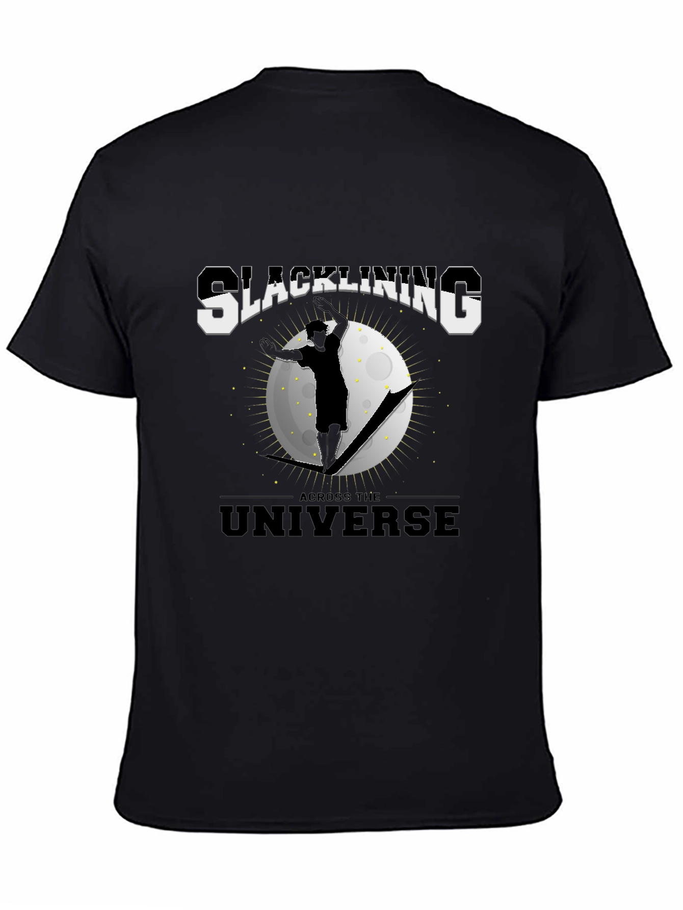 Slacklining Across The Universe Black T-Shirt