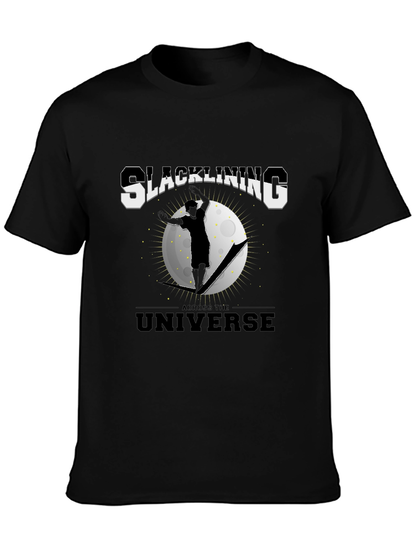 Slacklining Across The Universe Black T-Shirt
