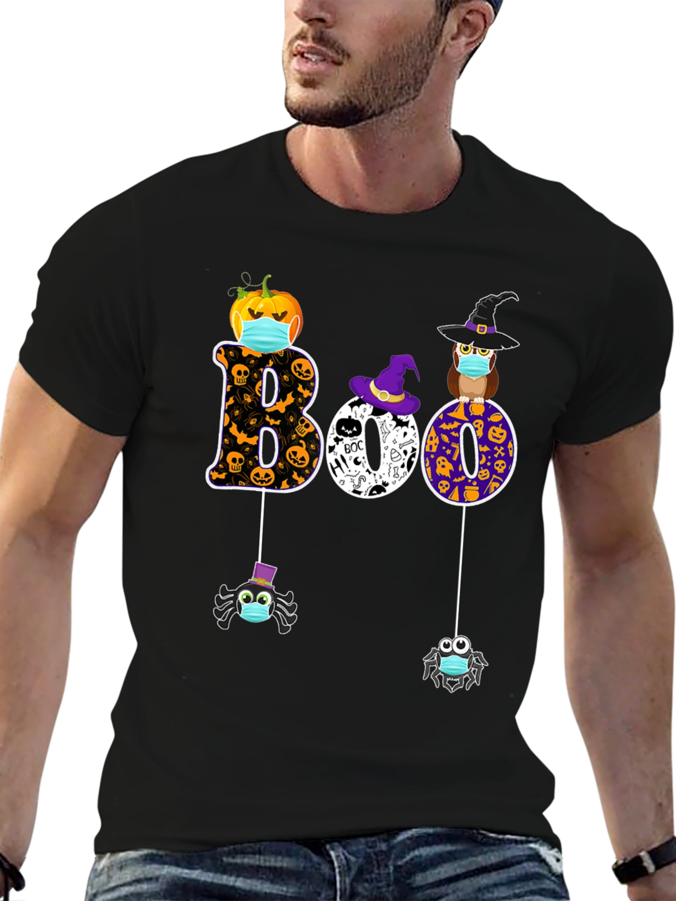 Halloween Boo T-Shirt with Masked Characters