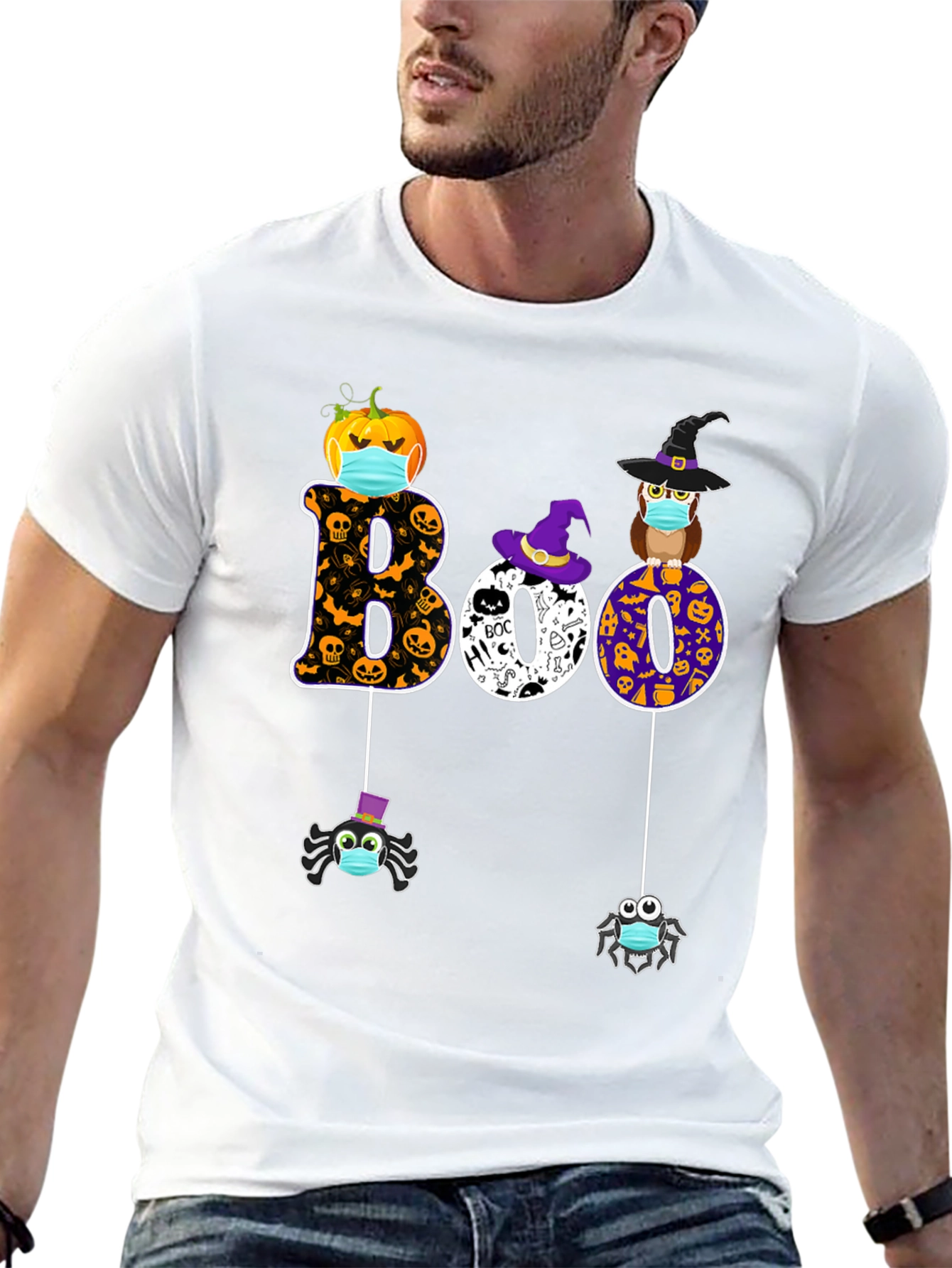 Halloween Boo T-Shirt with Masked Characters