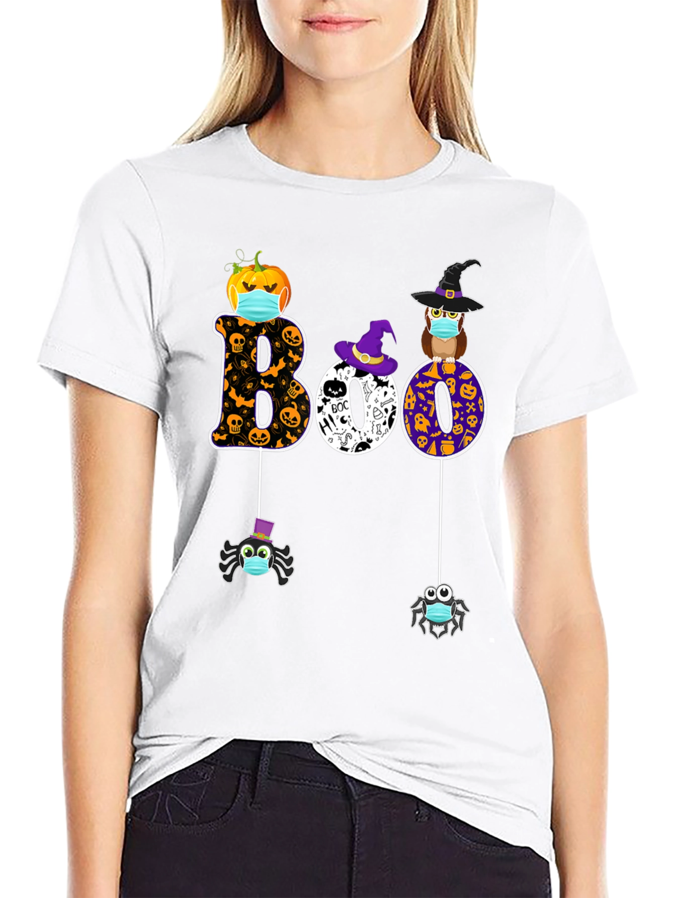 Halloween Boo T-Shirt with Masked Characters