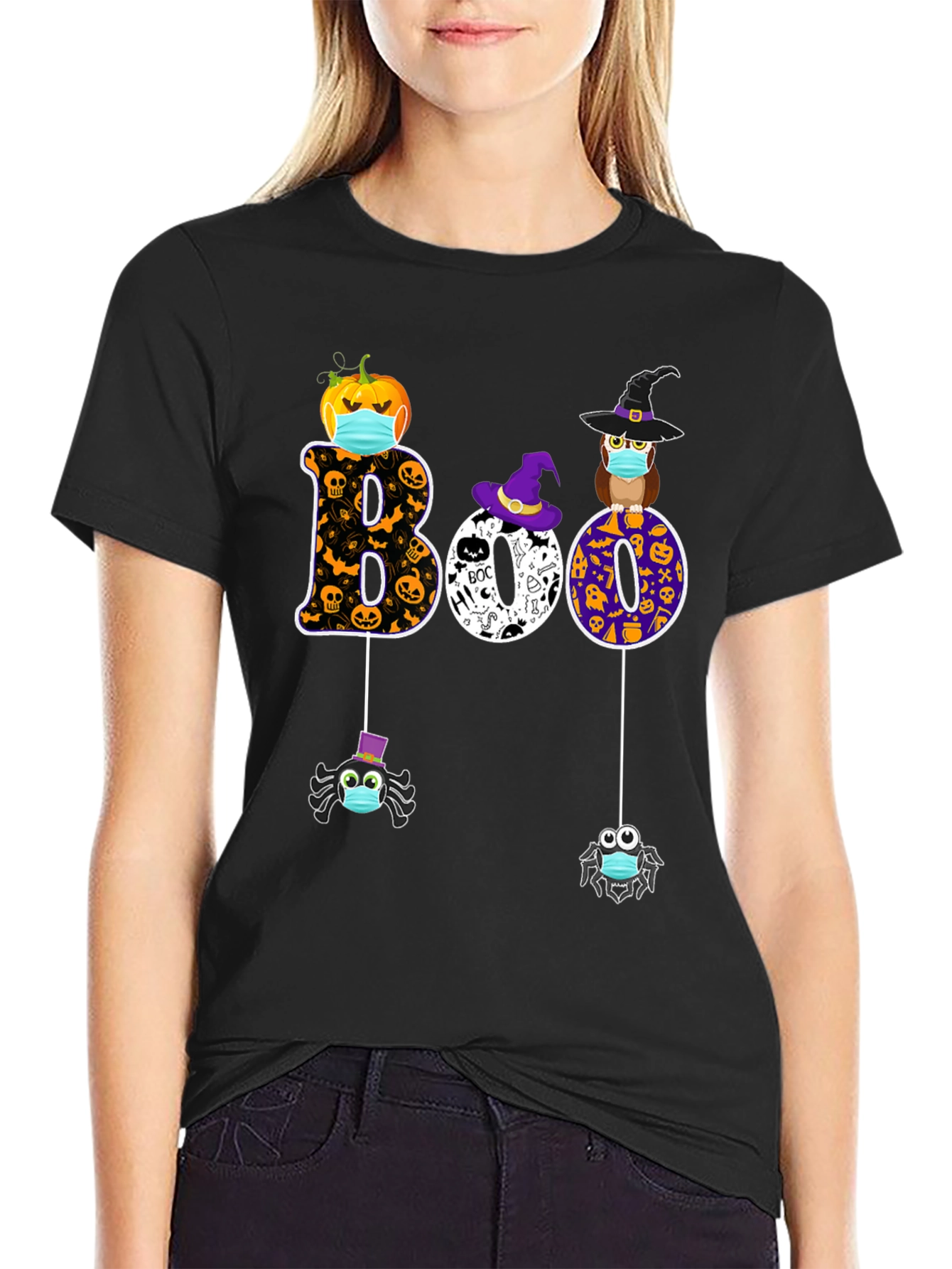 Halloween Boo T-Shirt with Masked Characters